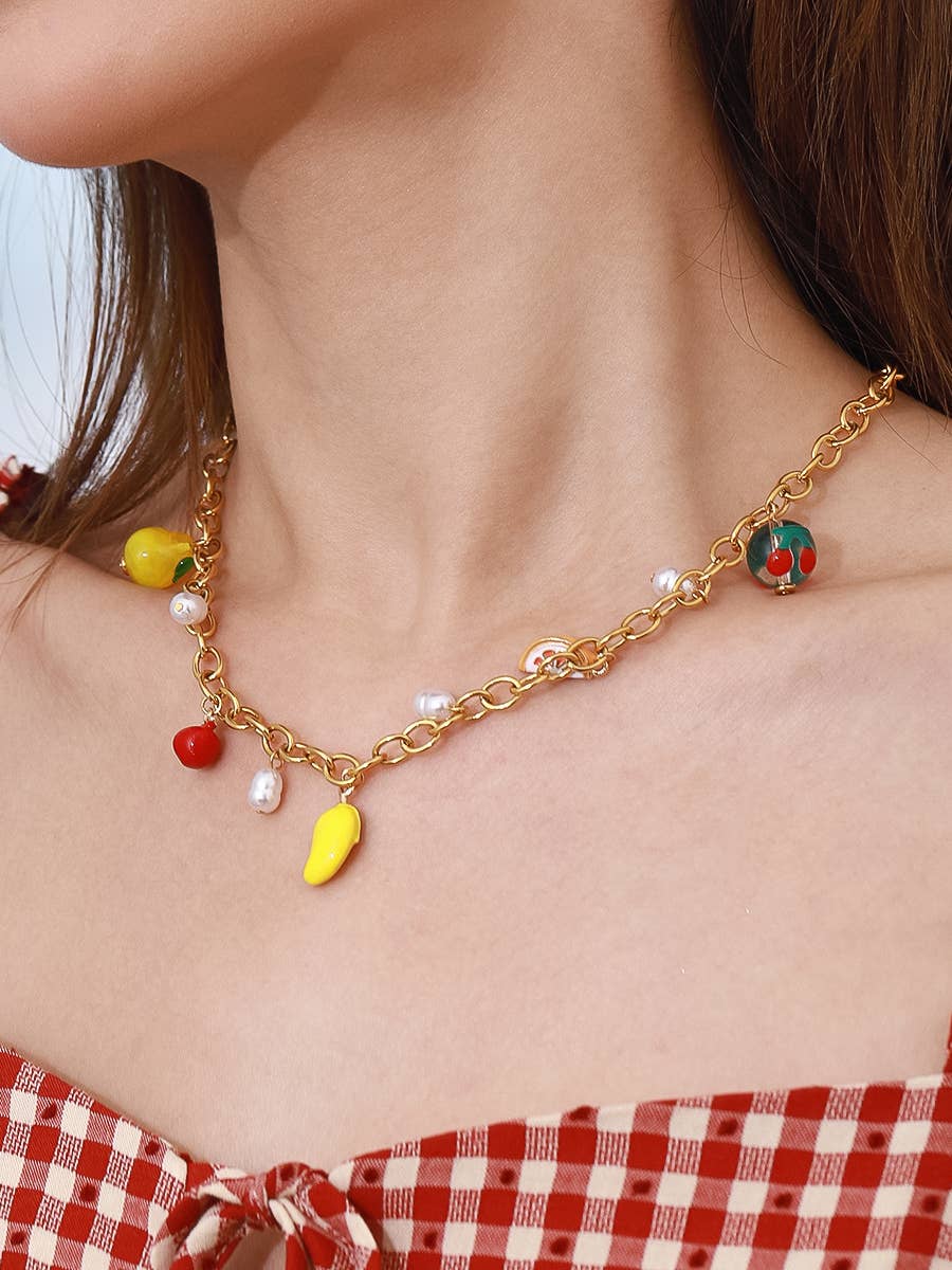 Positano 18K Gold Non - Tarnish Fruit Charm Necklace - Dear John