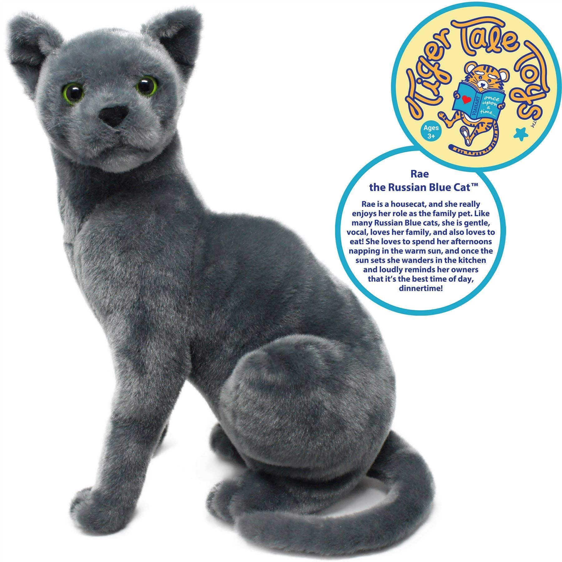 Rae The Russian Blue Cat | 13 Inch Stuffed Animal Plush - Dear John