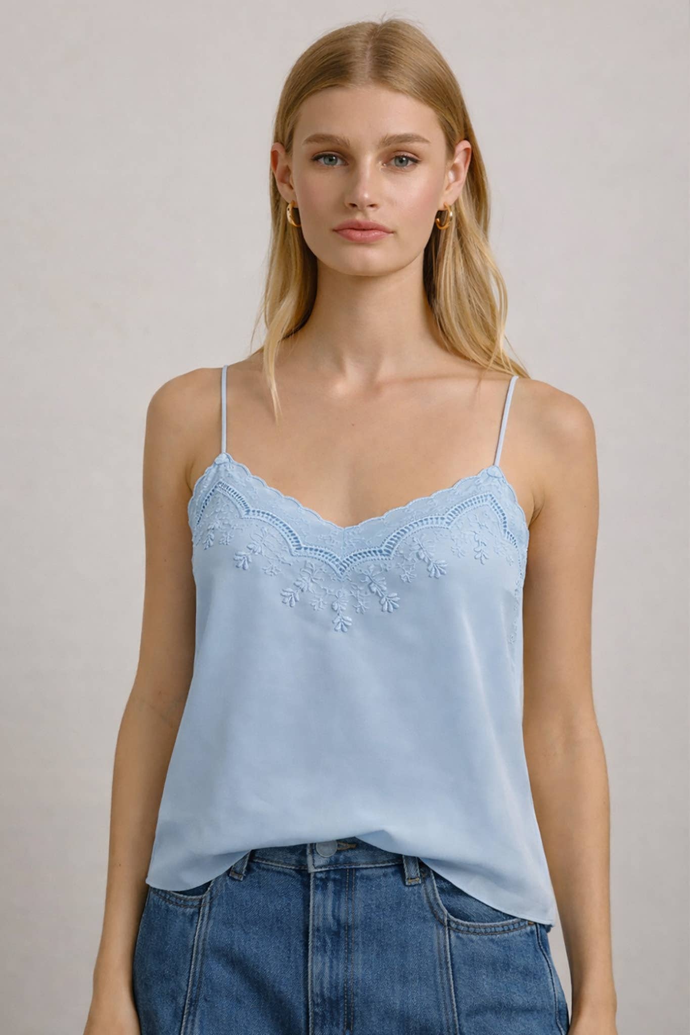 RAISONNEL - Lace Trim Embroidered Cami Top - RT1200 - Dear John