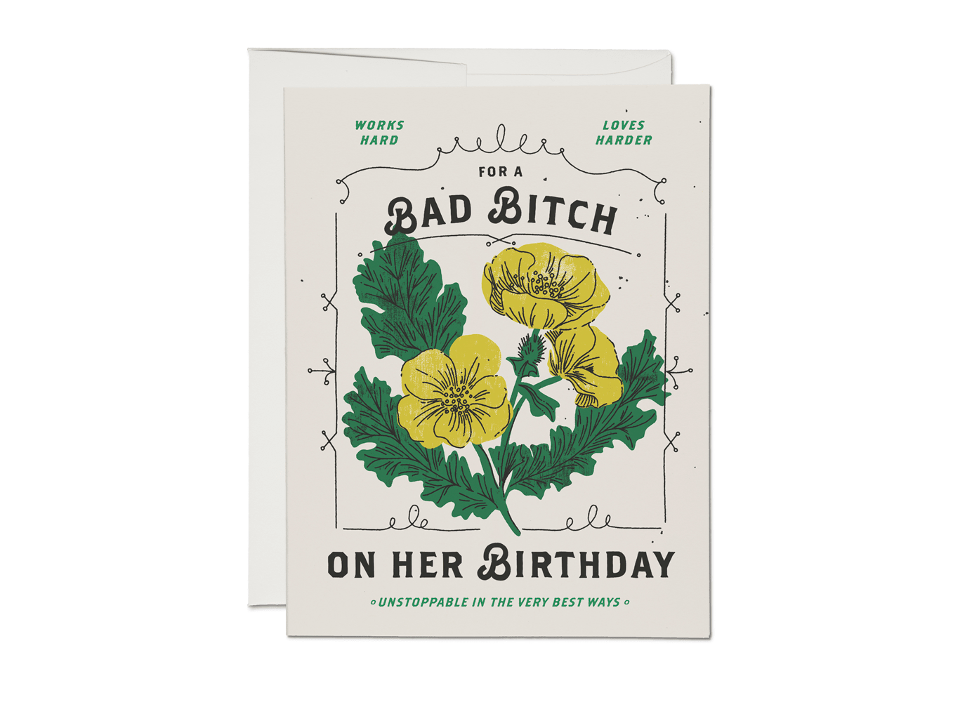 Red Cap Cards - Bad Bitch birthday greeting card - Dear John