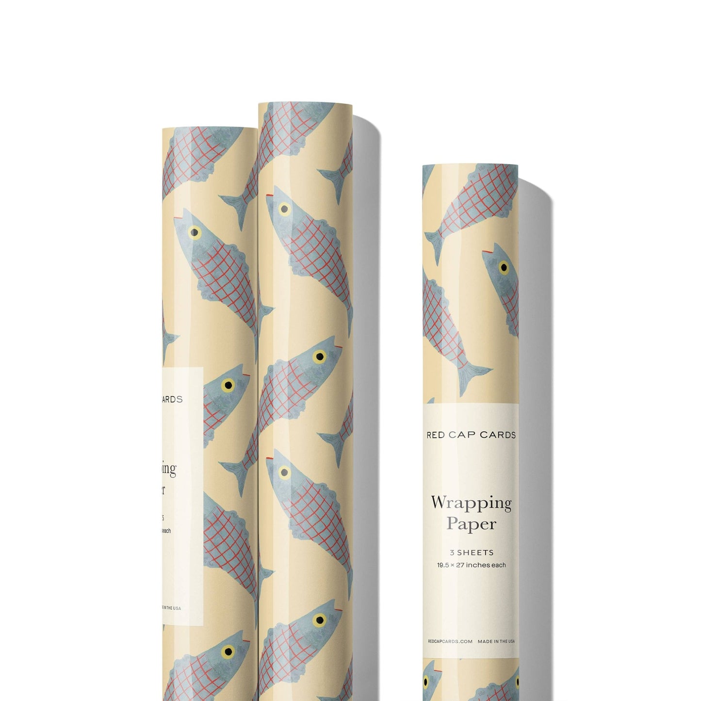 Red Cap Cards - Herring wrapping paper - Dear John