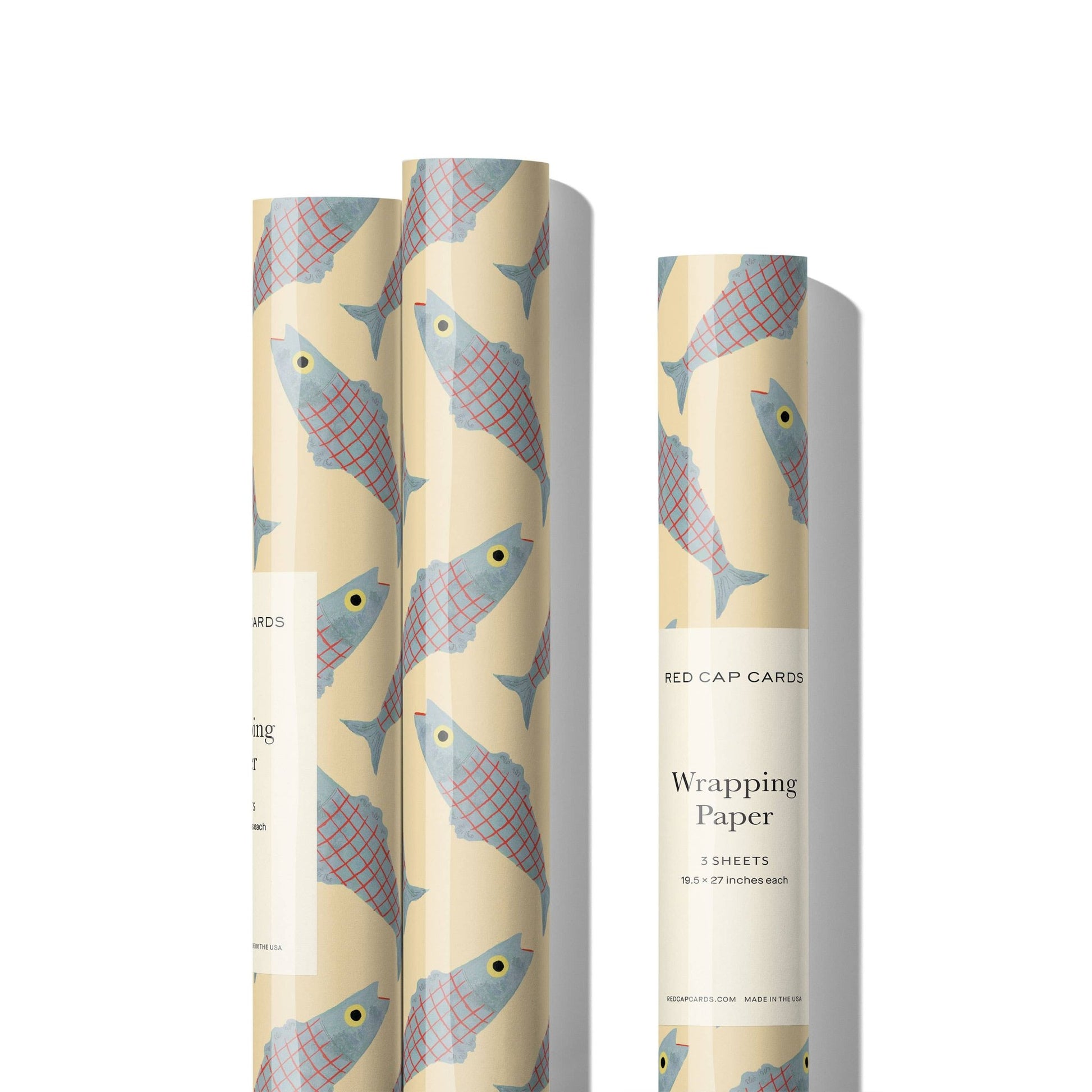 Red Cap Cards - Herring wrapping paper - Dear John