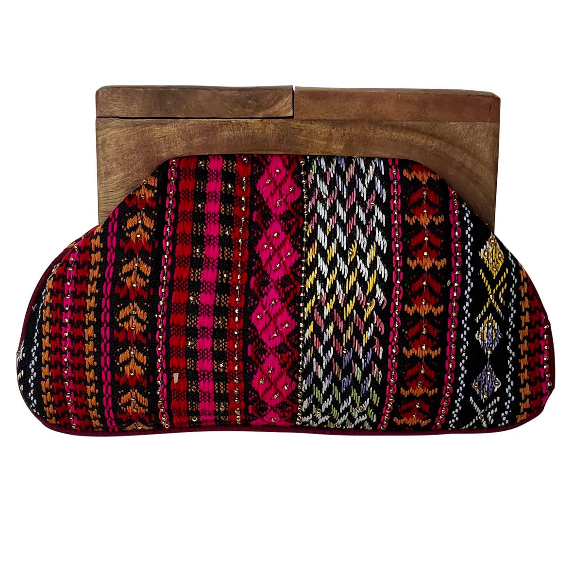Red Stripe Wooden Handle Clutch - Dear John