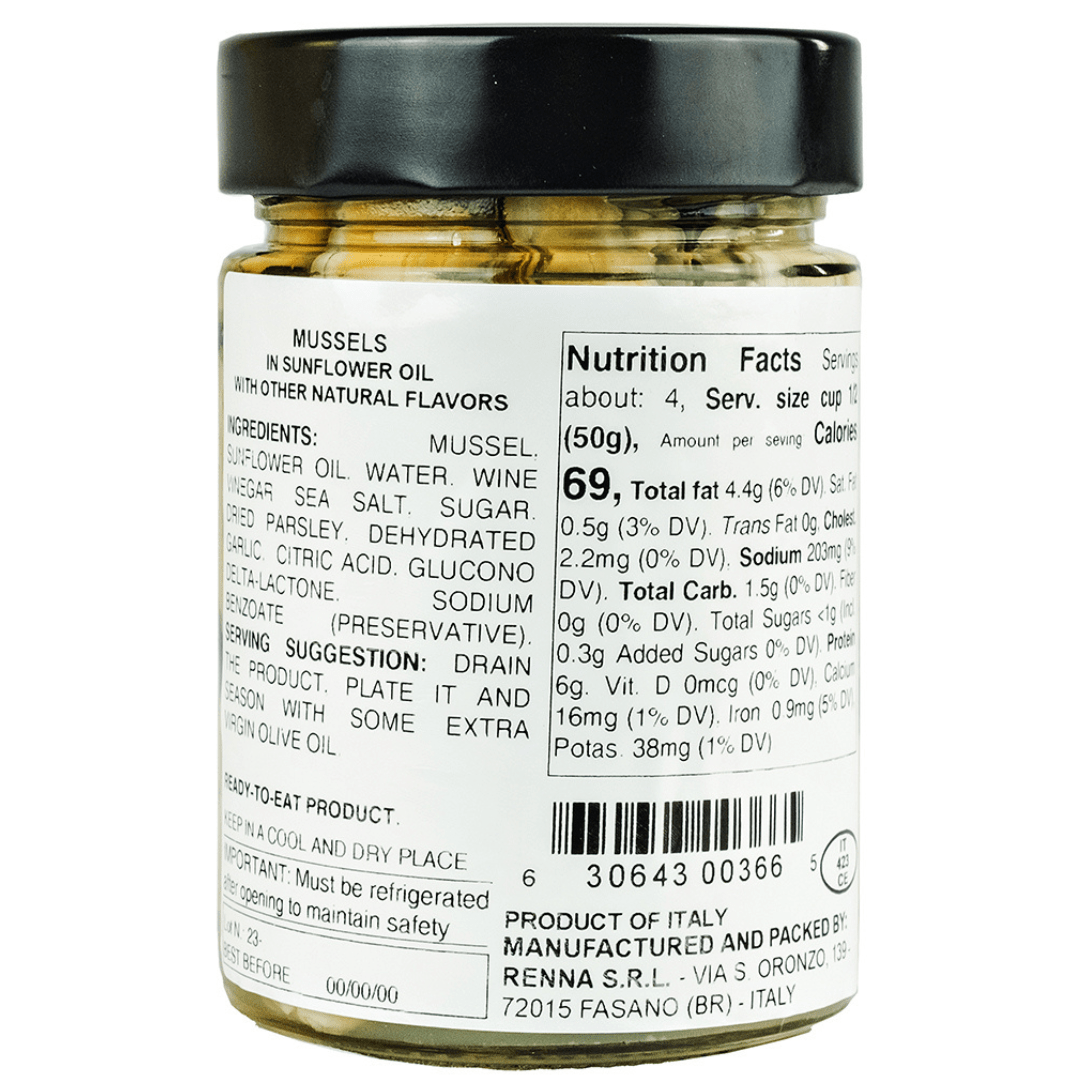 Renna, Succulent Mussels Preserved in Sunflower Oil (10.58 oz) - Dear John