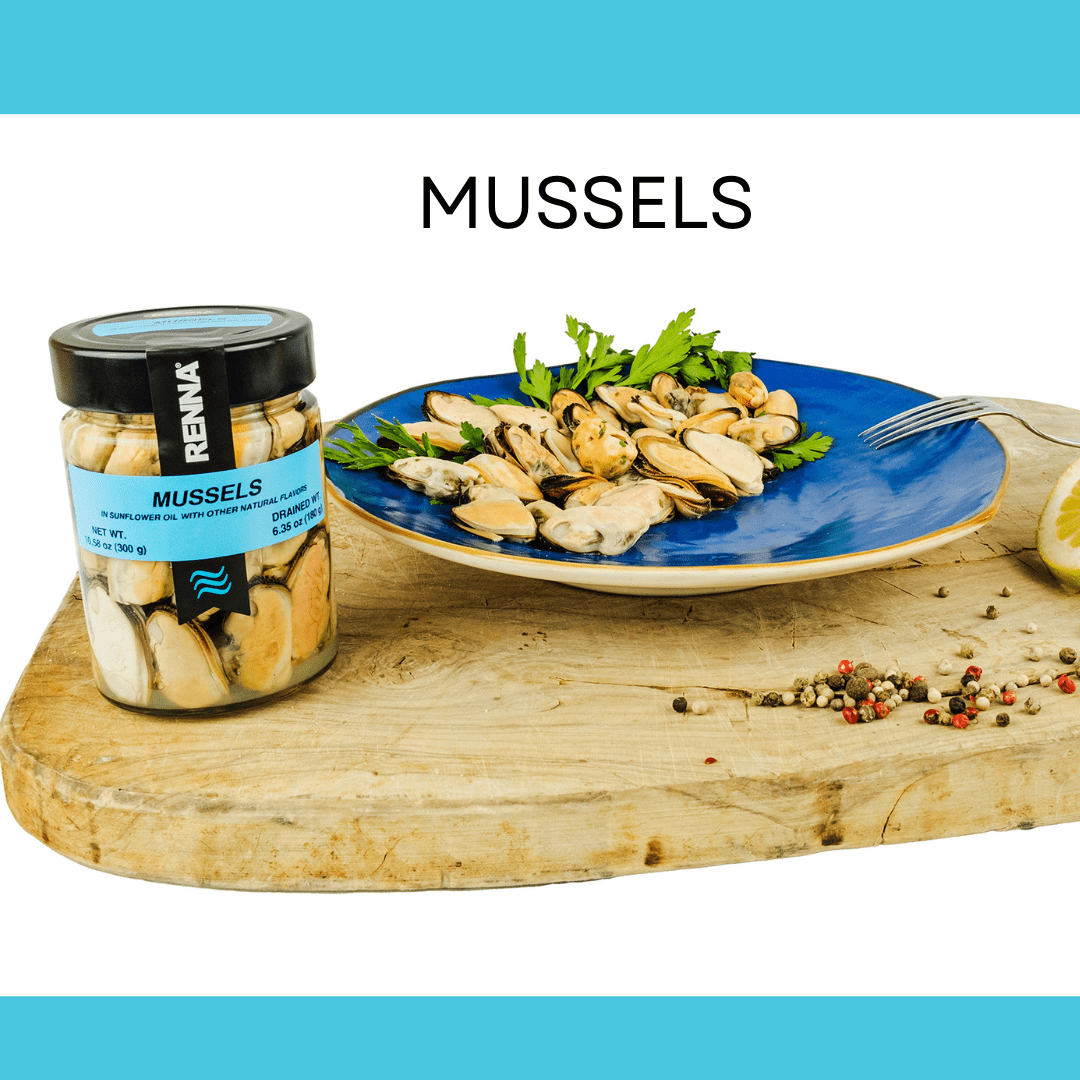 Renna, Succulent Mussels Preserved in Sunflower Oil (10.58 oz) - Dear John