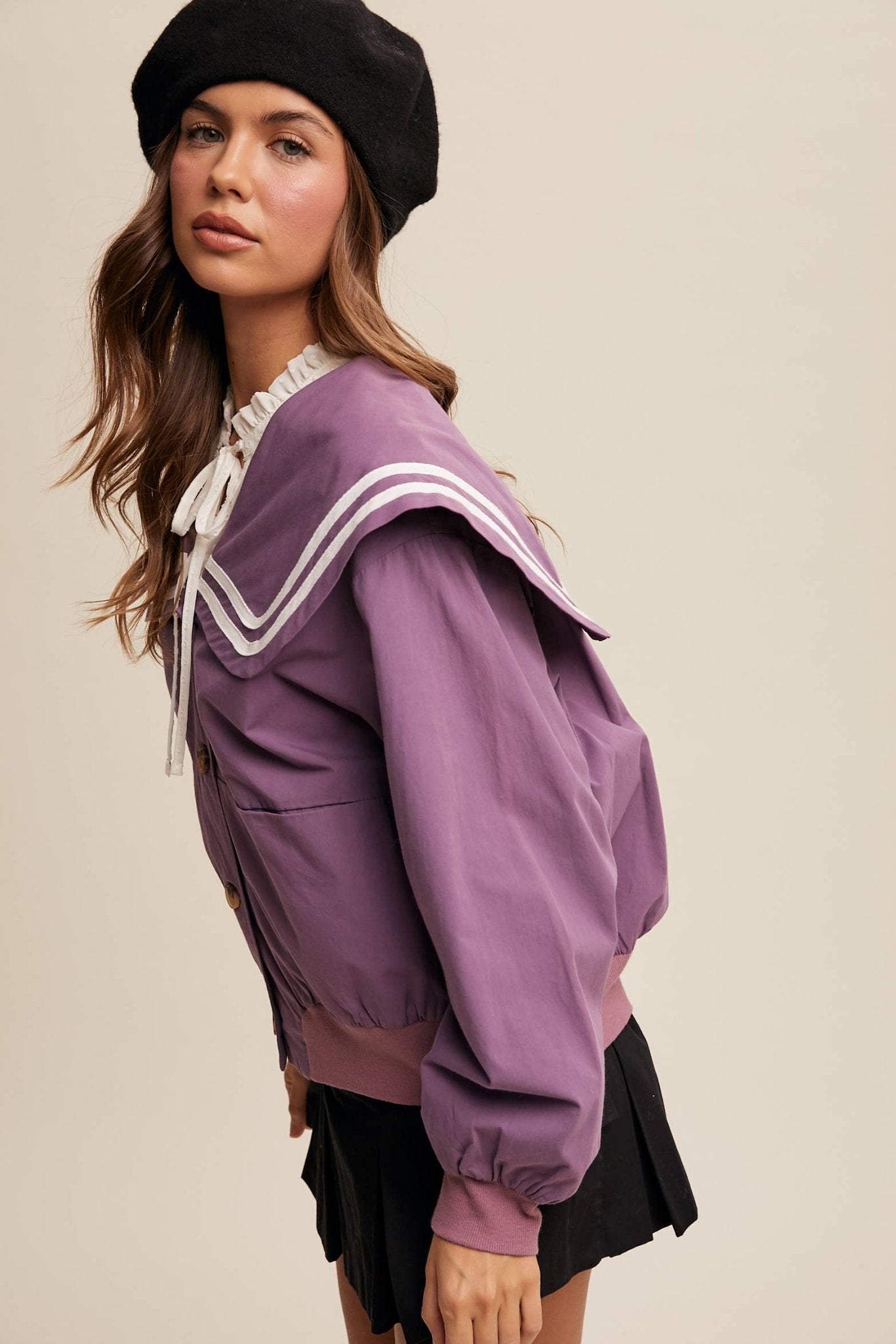 Sailor Collar Button-Up Jacket - Dear John