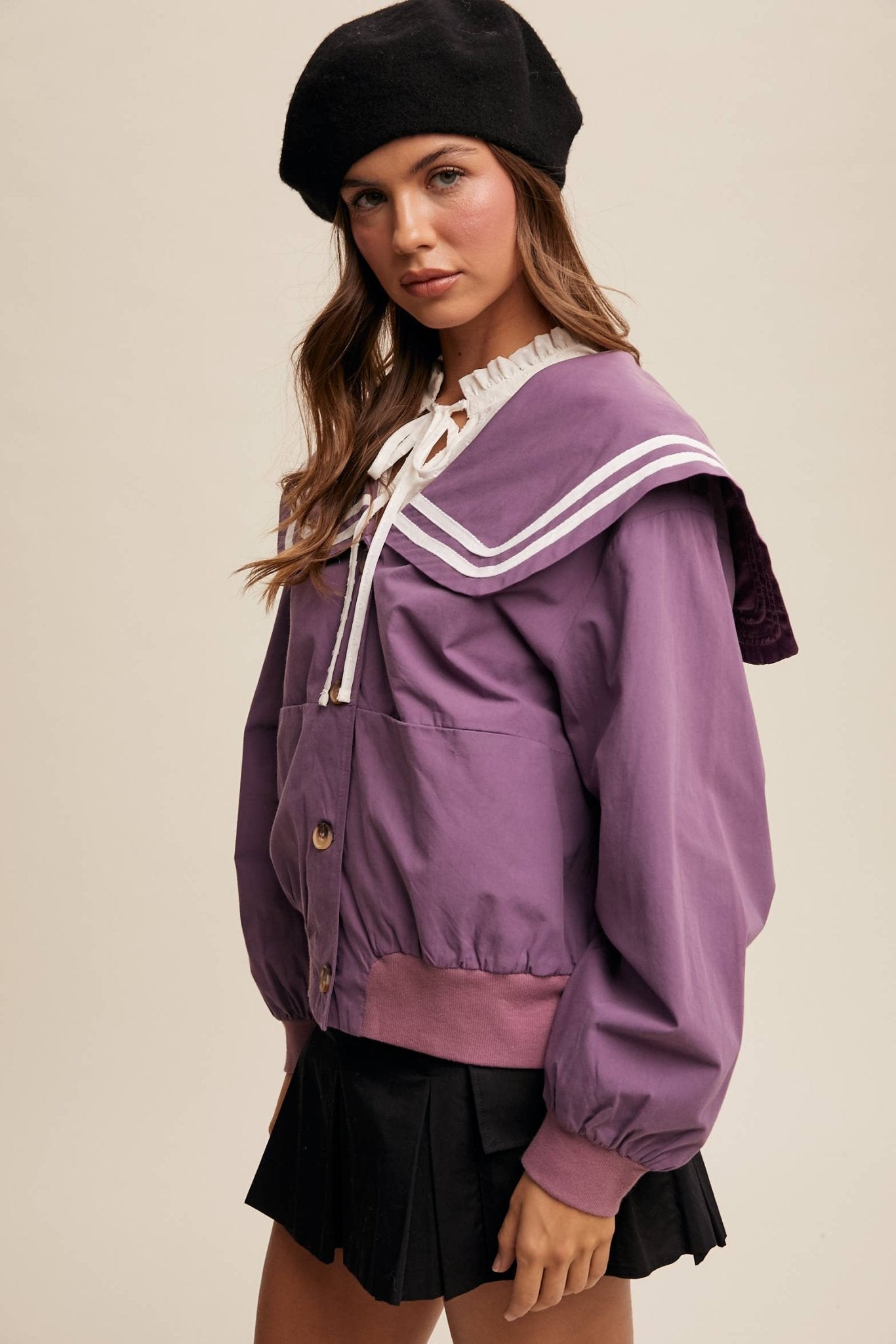 Sailor Collar Button-Up Jacket - Dear John