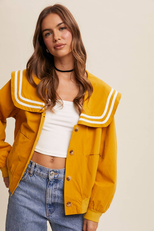Sailor Collar Button-Up Jacket - Dear John