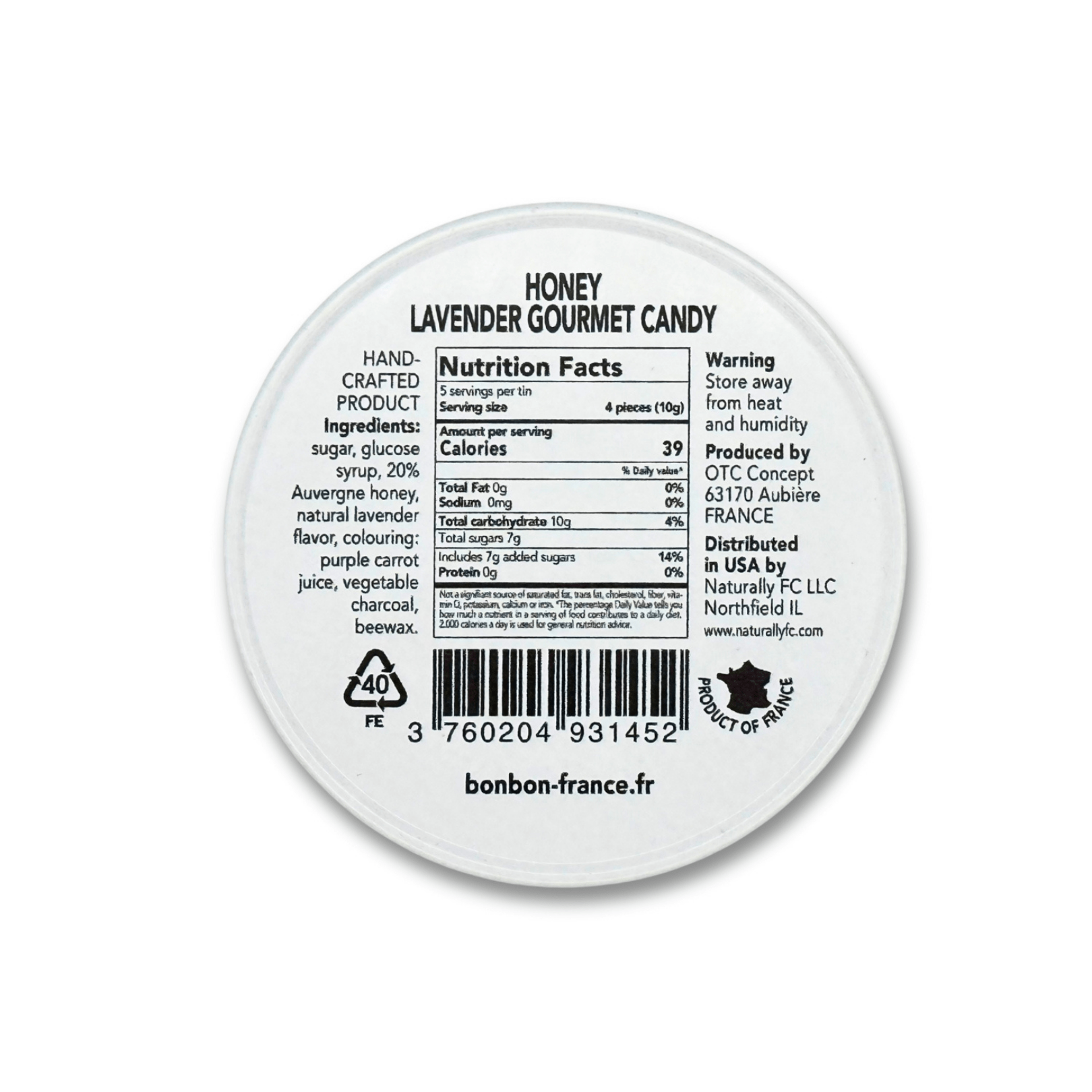 Saint Ange Honey Lavender - French Gourmet Natural Candy Tin - Dear John