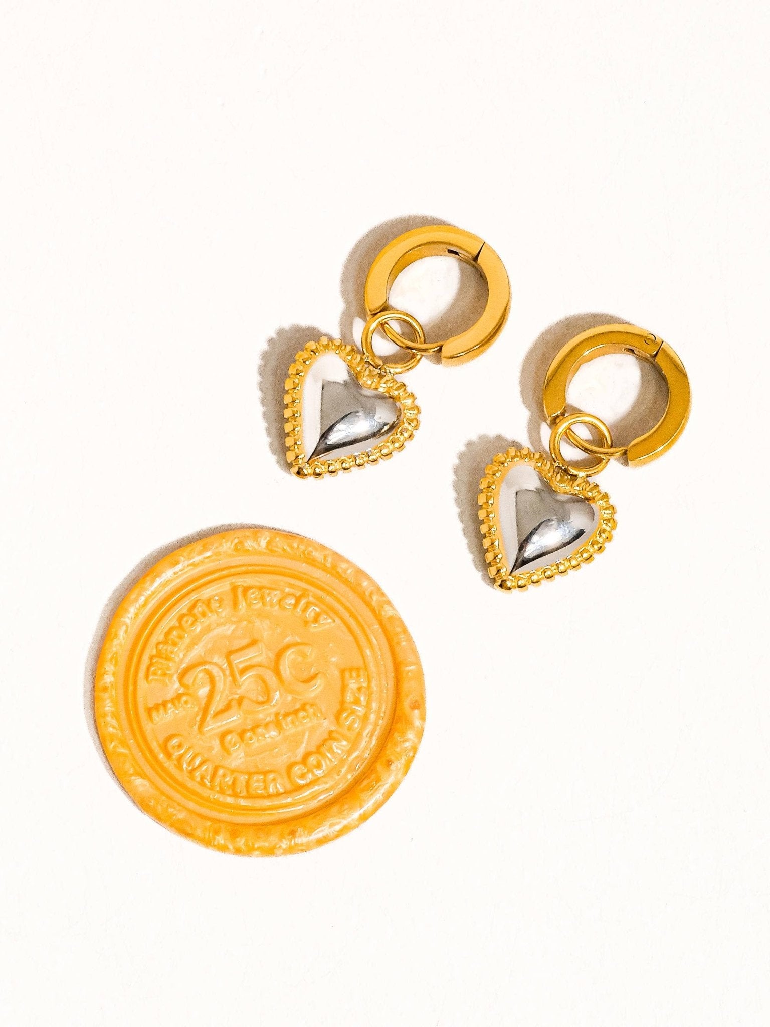 Savon 18K Non - Tarnish Two Tone Classic Heart Earring - Dear John