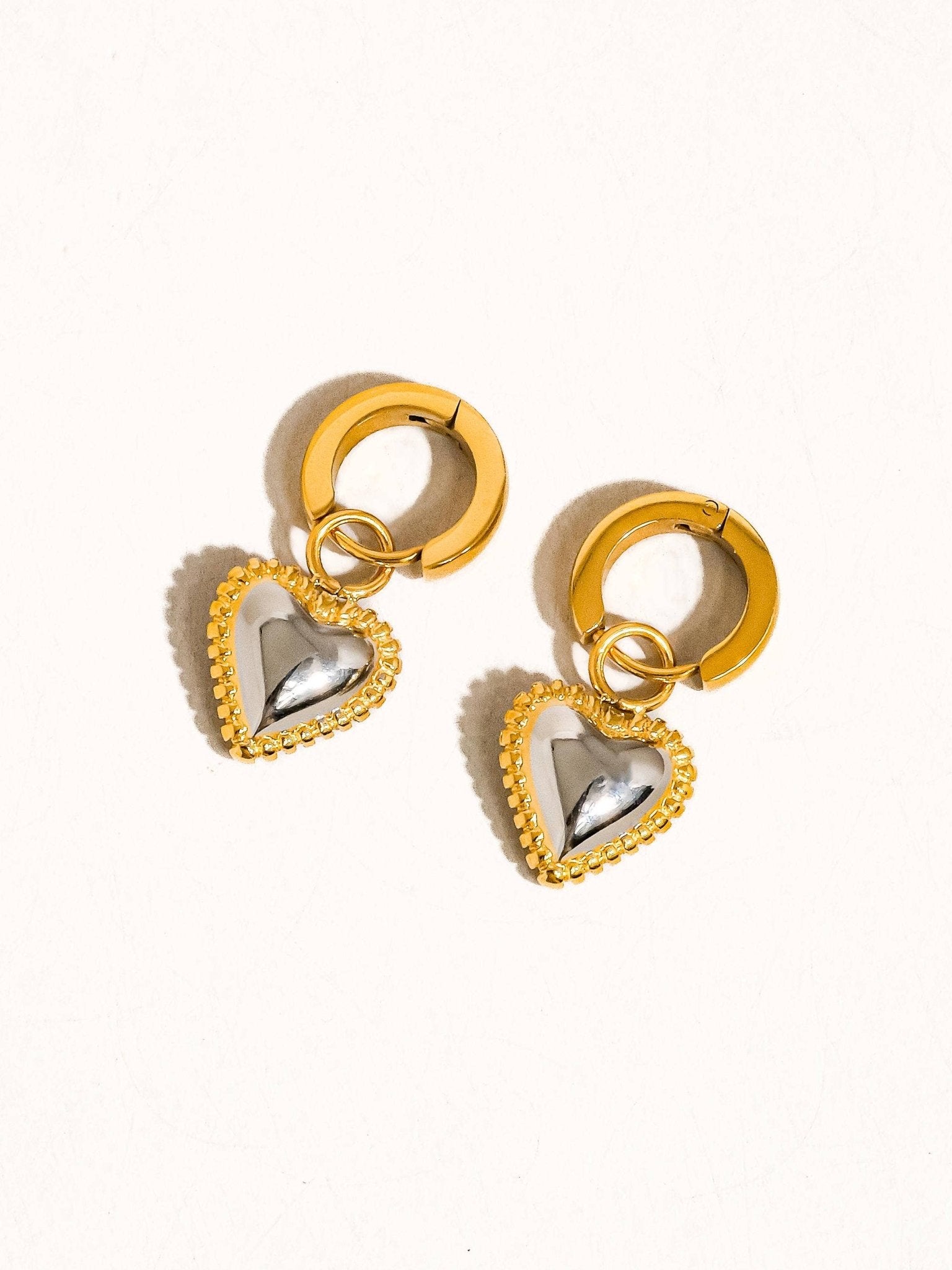 Savon 18K Non - Tarnish Two Tone Classic Heart Earring - Dear John