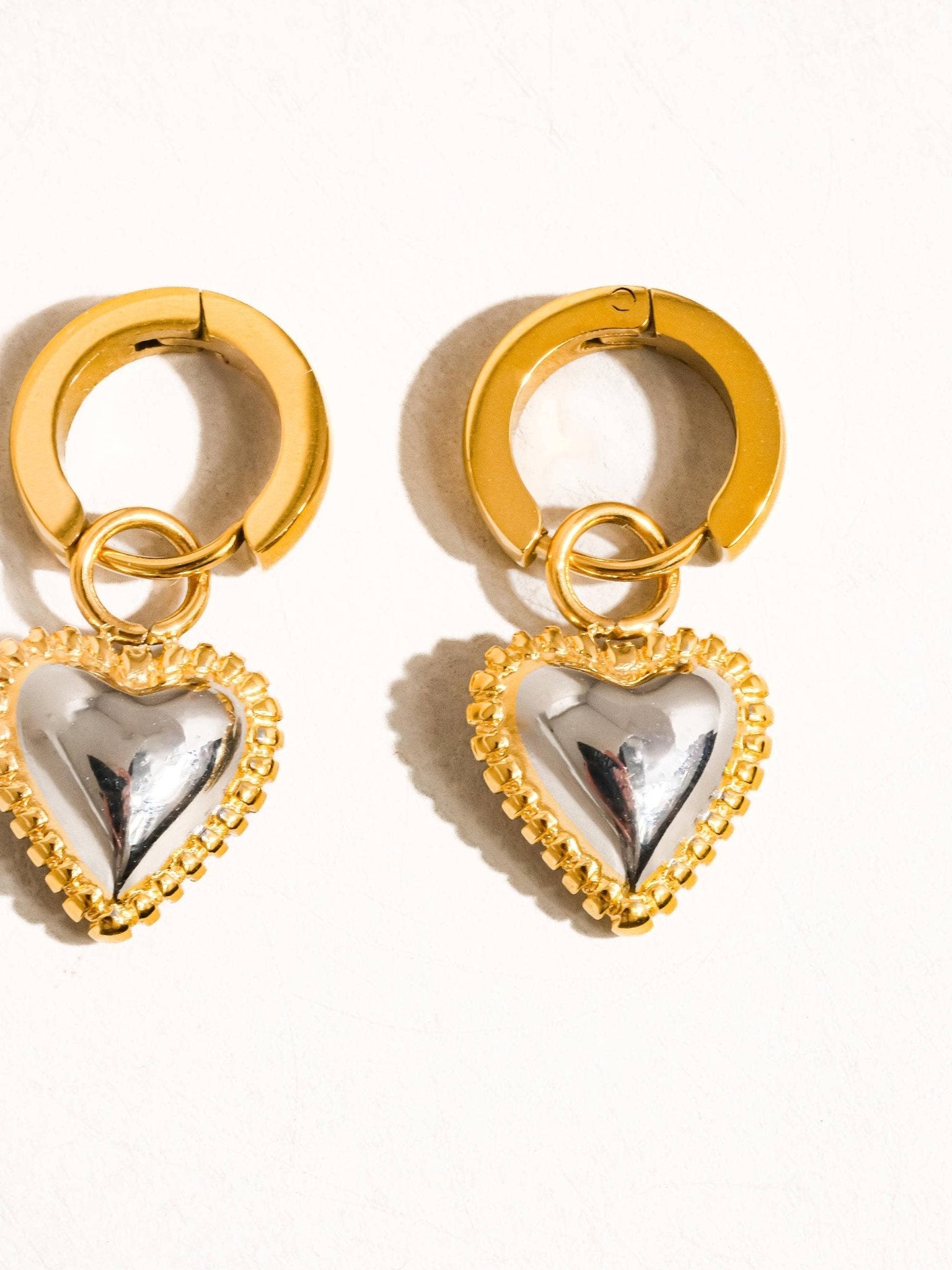 Savon 18K Non - Tarnish Two Tone Classic Heart Earring - Dear John