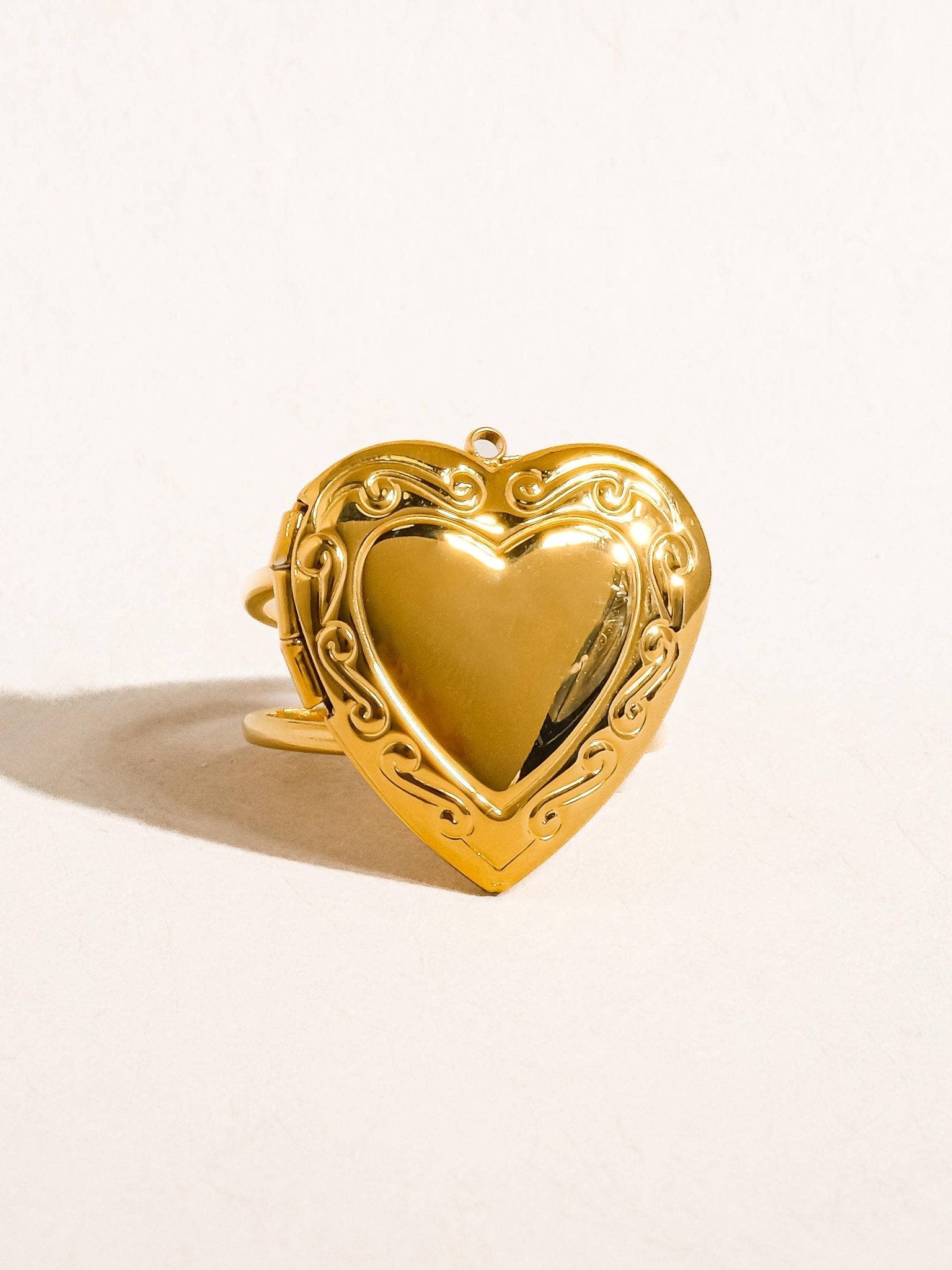 Sefina 18K Non - Tarnish Locket Heart Ring - Dear John