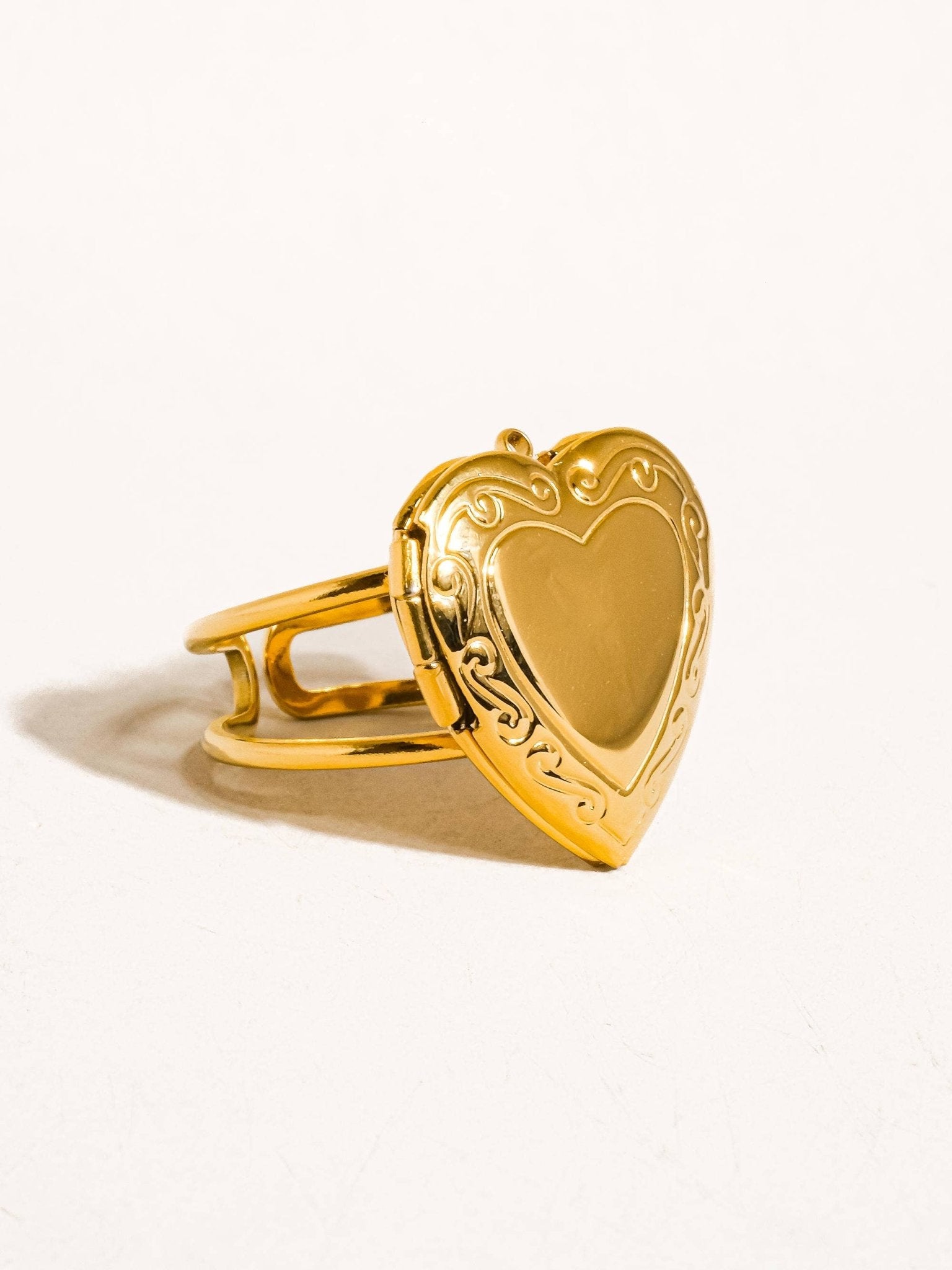 Sefina 18K Non - Tarnish Locket Heart Ring - Dear John