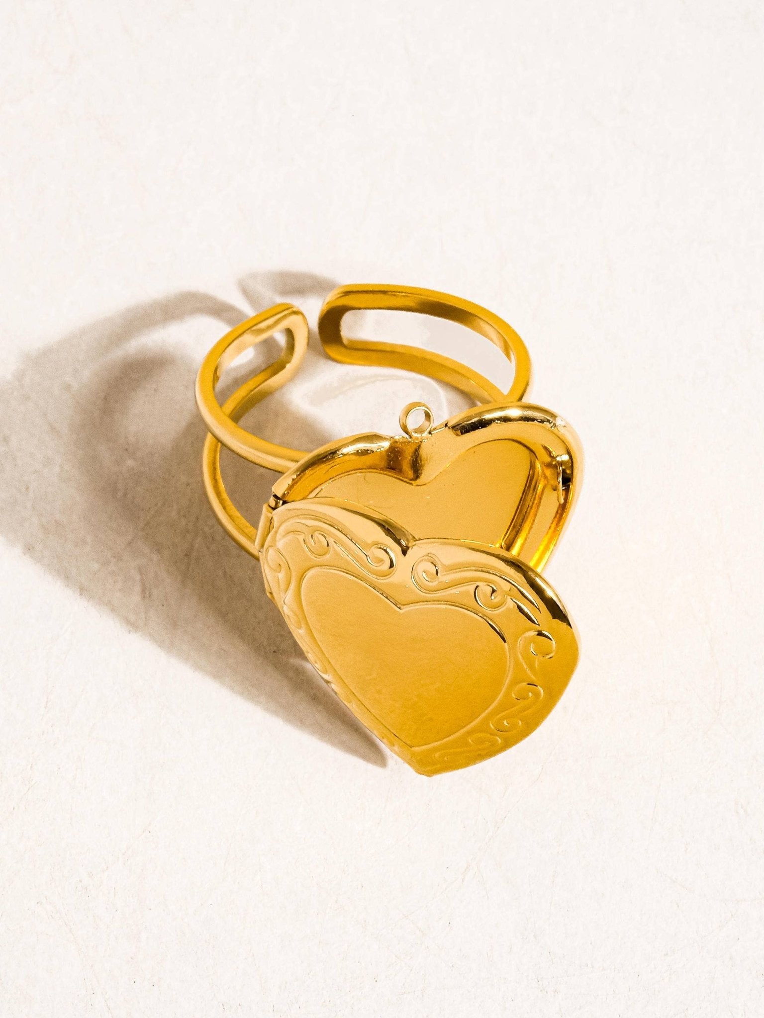 Sefina 18K Non - Tarnish Locket Heart Ring - Dear John