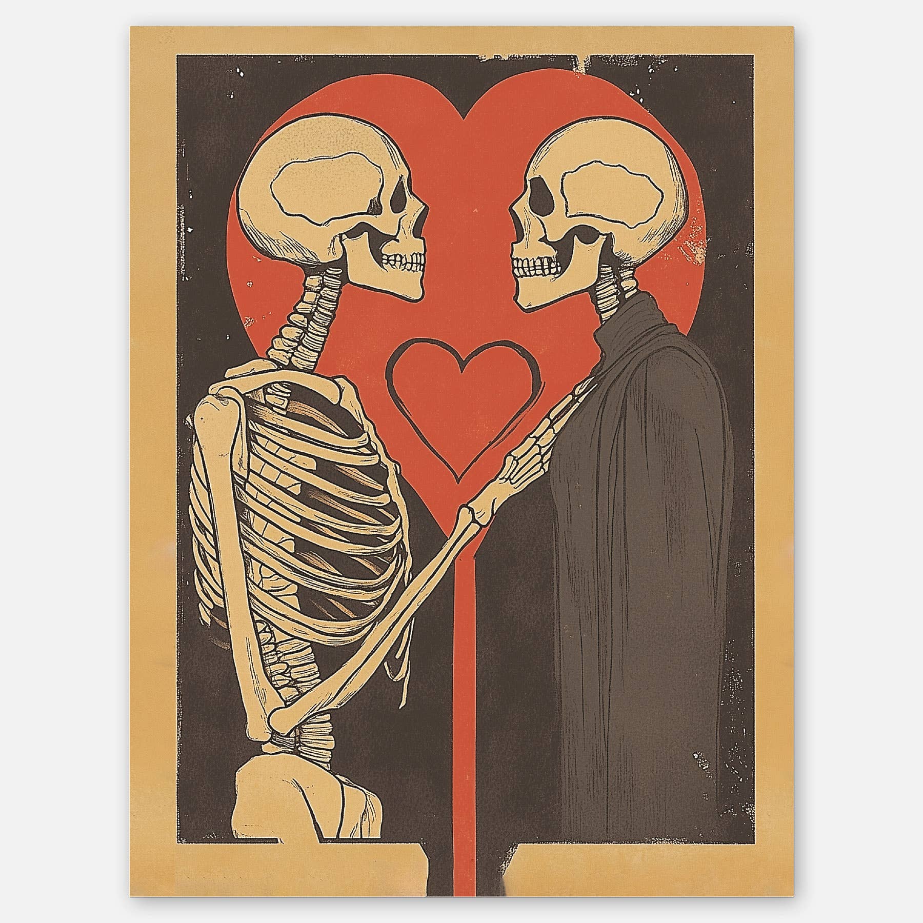 Skeletons in love - A2 greeting card - Dear John