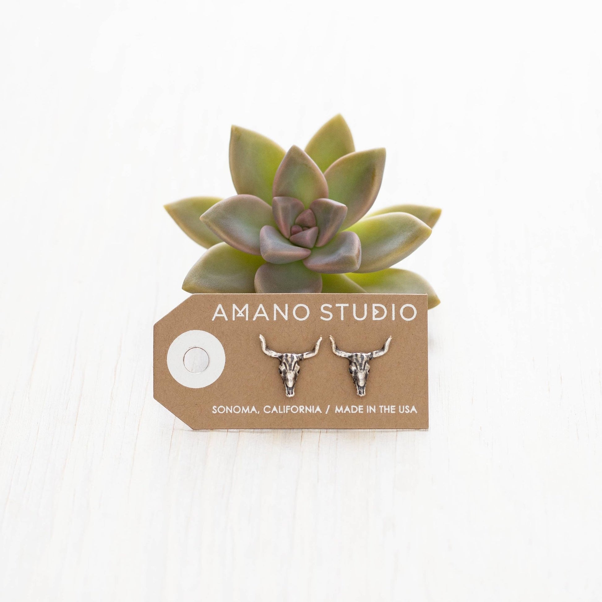 Skull Stud Earrings — Vintage Amano Archive (Oxidized Finish) - Dear John