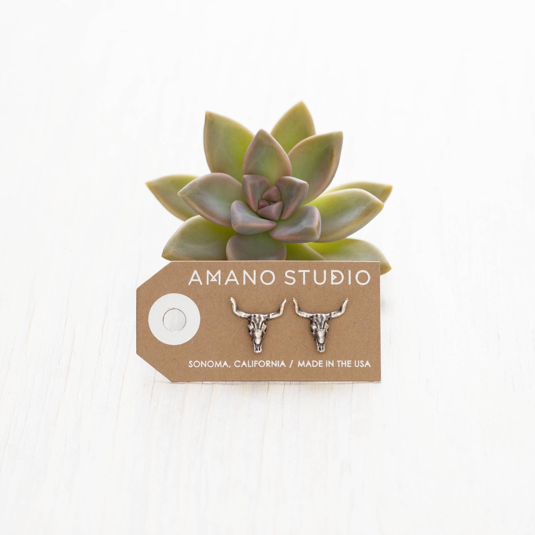 Skull Stud Earrings — Vintage Amano Archive (Oxidized Finish) - Dear John