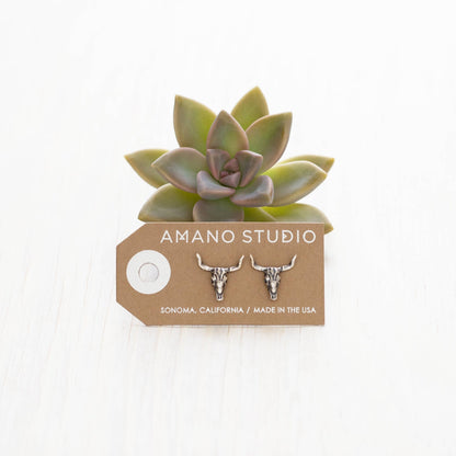 Skull Stud Earrings — Vintage Amano Archive (Oxidized Finish) - Dear John