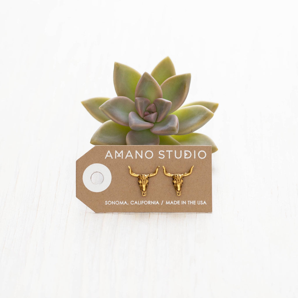 Skull Stud Earrings — Vintage Amano Archive (Oxidized Finish) - Dear John