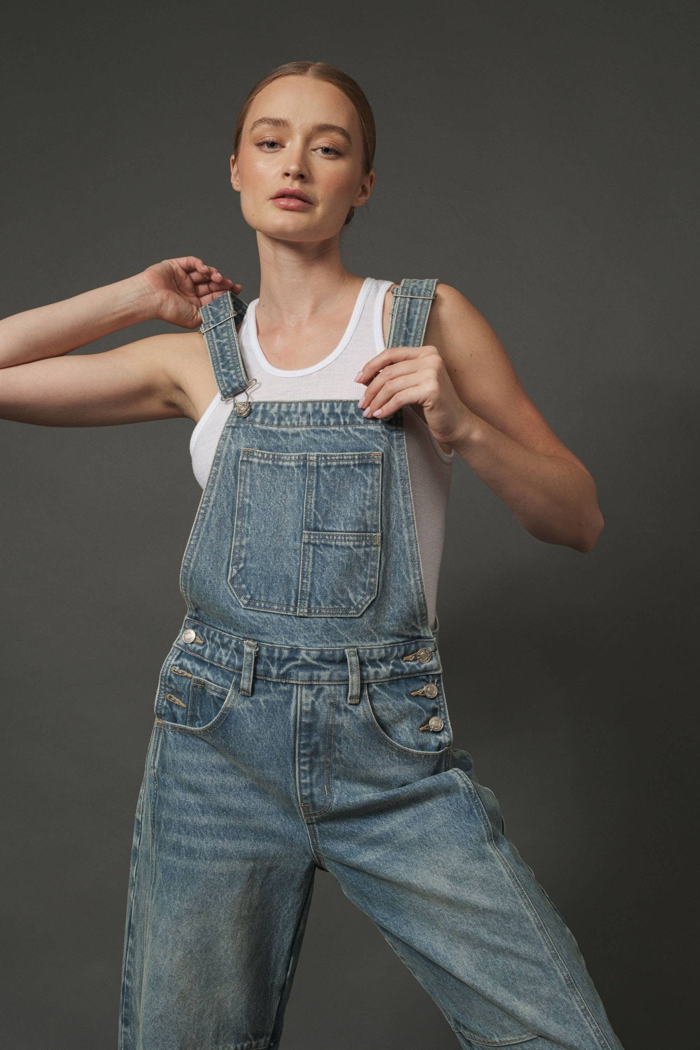 SLOUCHY RELAX FIT DENIM OVERALL - Dear John