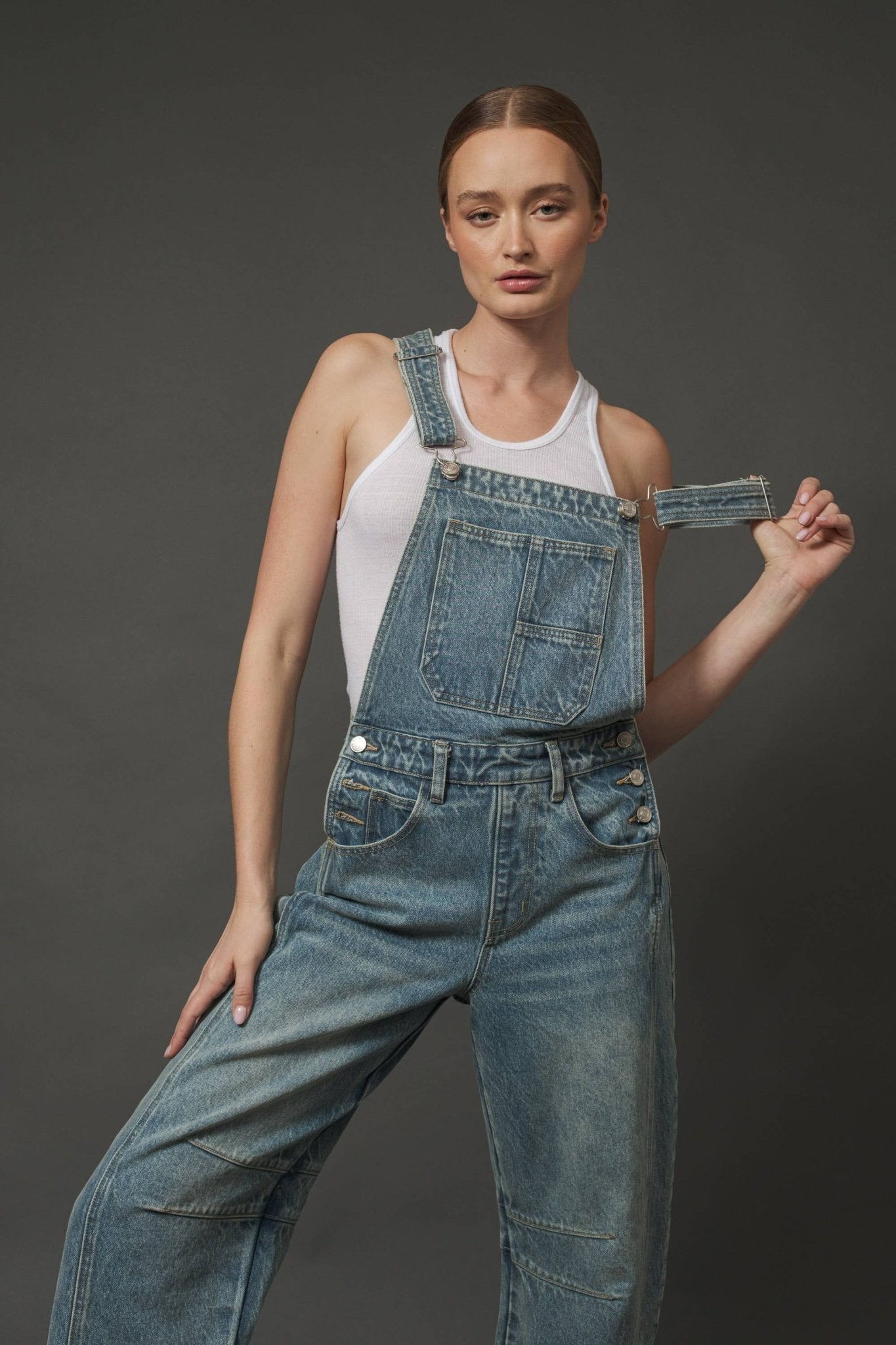 SLOUCHY RELAX FIT DENIM OVERALL - Dear John