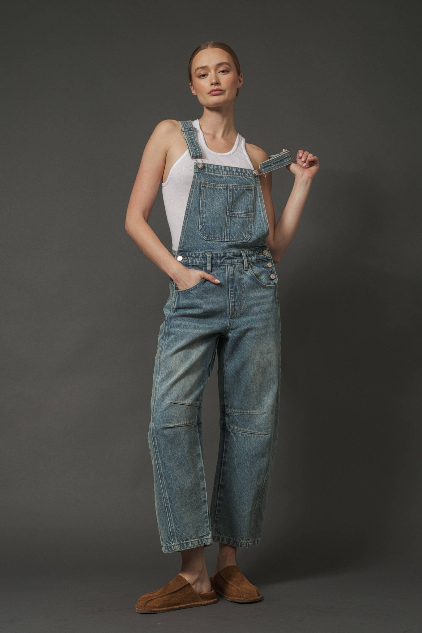 SLOUCHY RELAX FIT DENIM OVERALL - Dear John