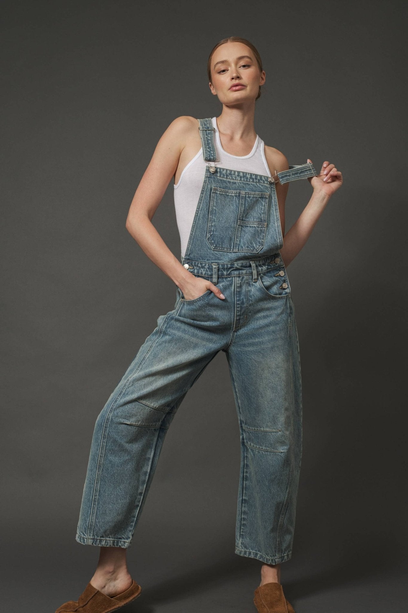 SLOUCHY RELAX FIT DENIM OVERALL - Dear John
