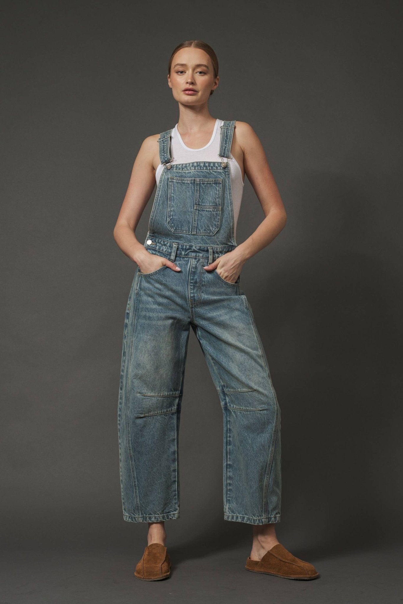 SLOUCHY RELAX FIT DENIM OVERALL - Dear John