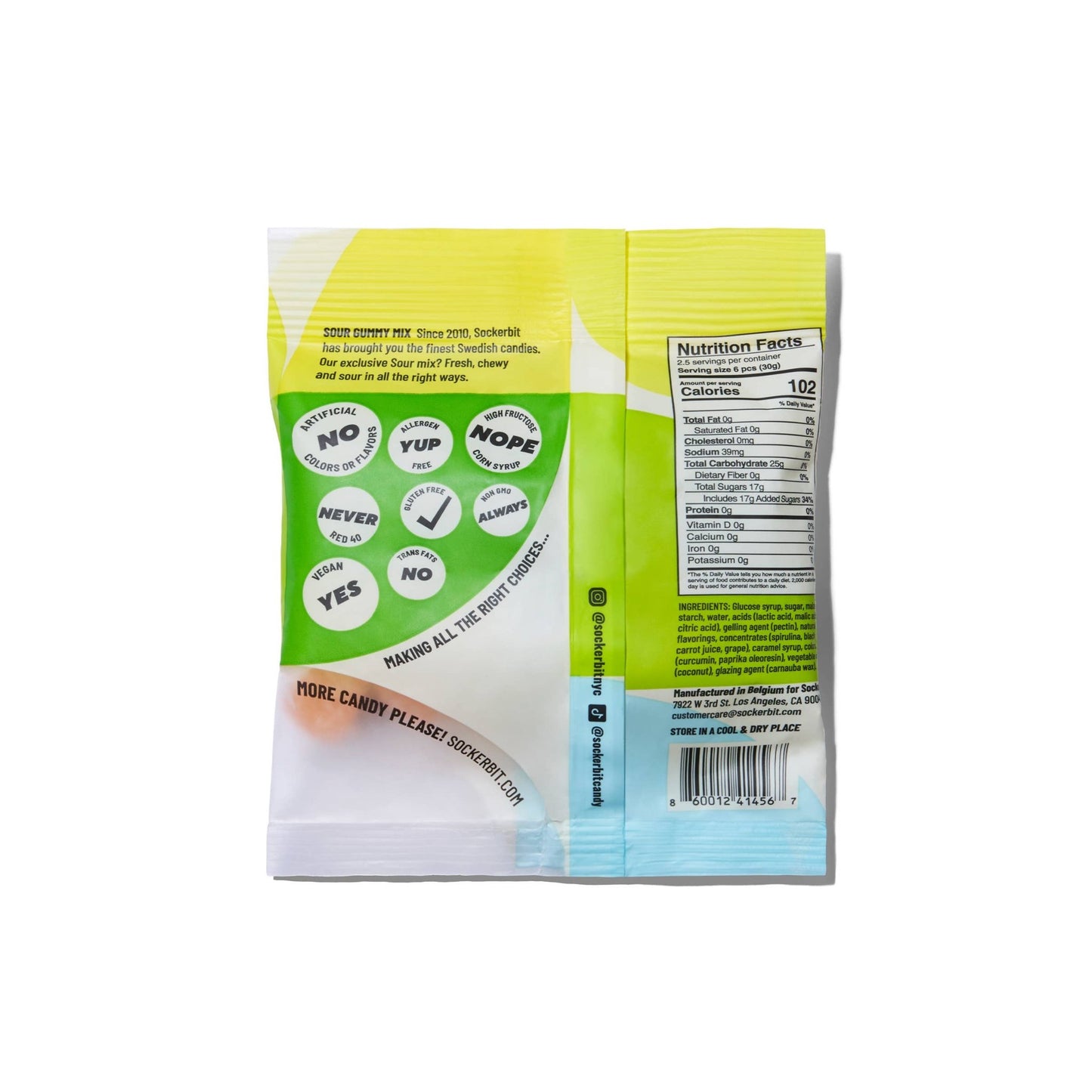 Sockerbit - Sour Gummy Mix Swedish Candy Bag 2.8oz - Dear John