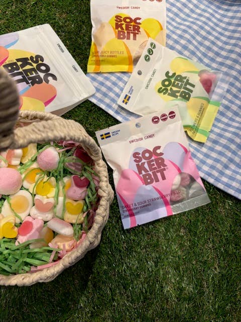 Sockerbit - Sweet & Sour Strawberry Field Swedish Candy 2.8oz Easter - Dear John
