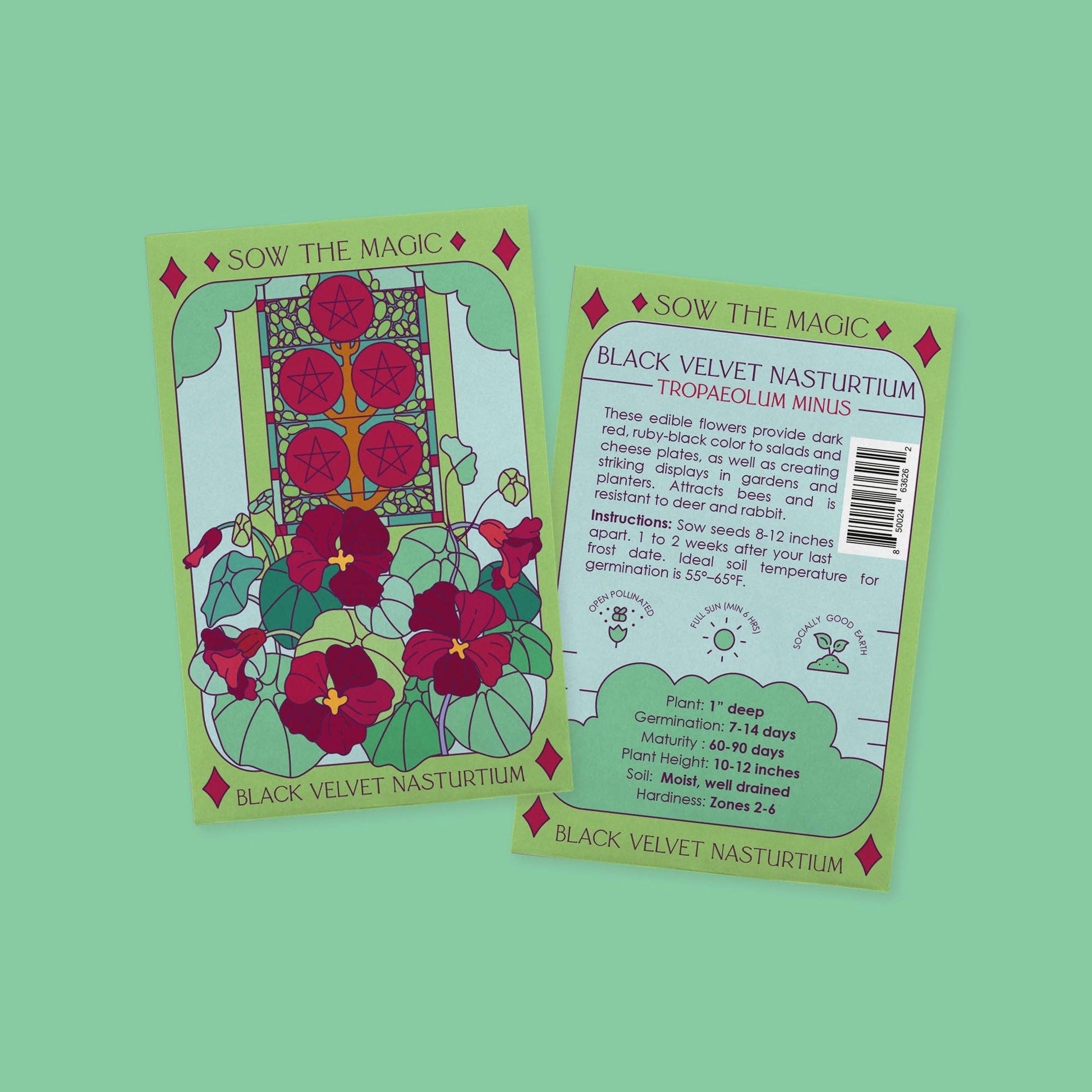 Sow the Magic - Black Velvet Nasturtium Tarot Seed Packet - Dear John