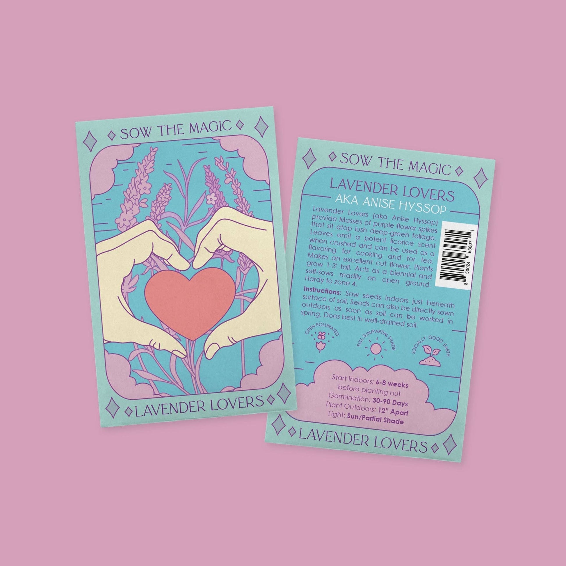 Sow the Magic - Lavender Hyssop Lovers Tarot Seed Packet - Dear John