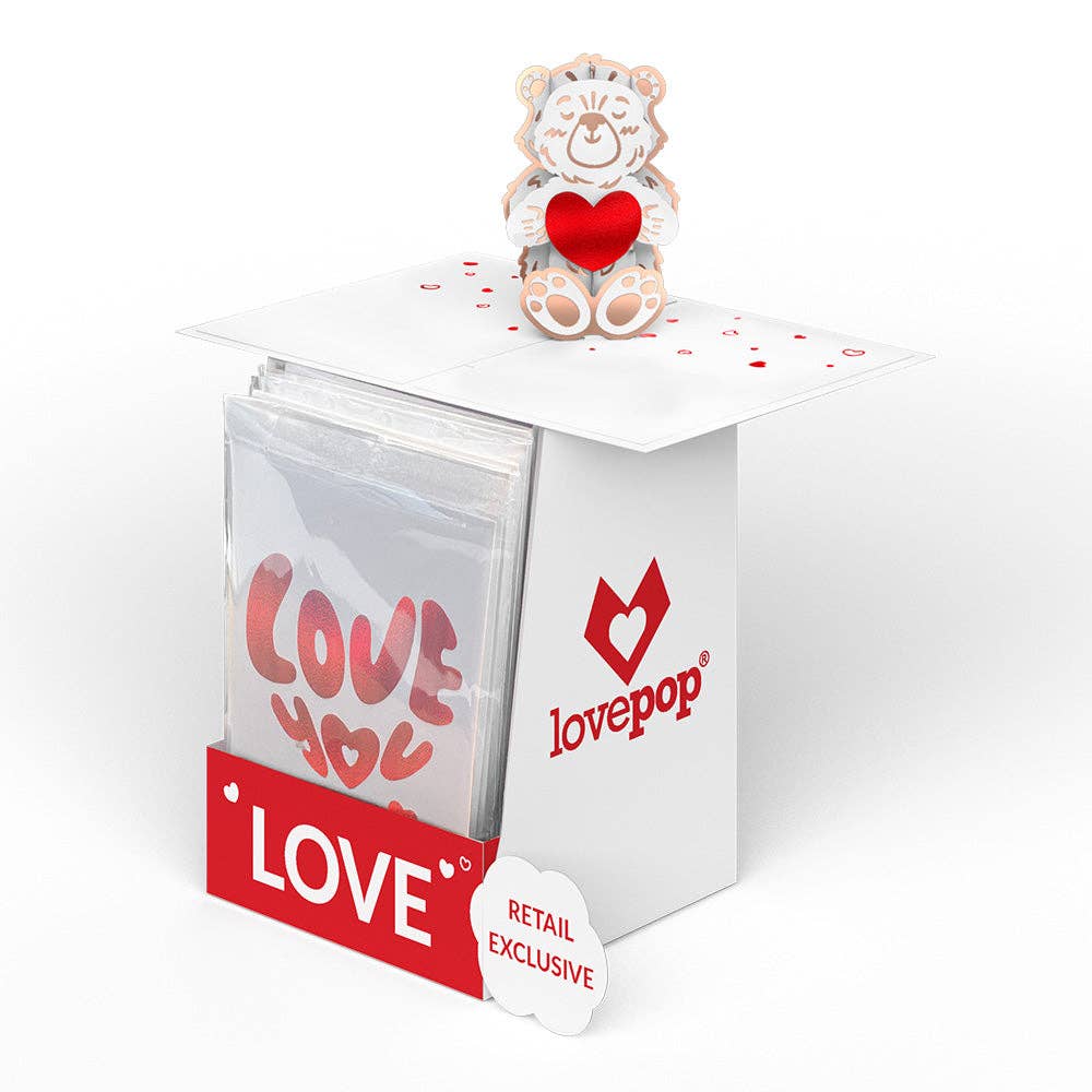 Sparking Heart Bear 12 - Pack: Tinypop™ Card 2 x 2.8" - Dear John