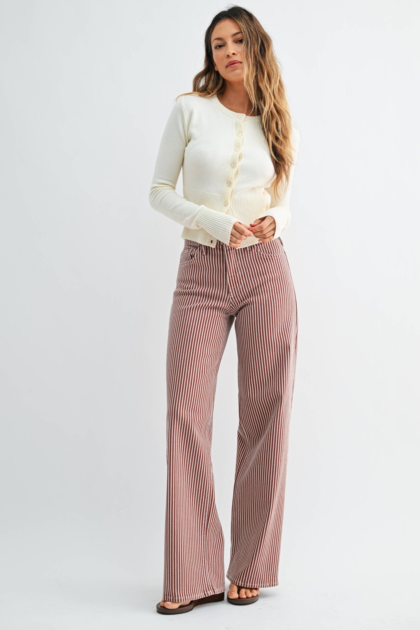 SPICE BROWN STRIPE - Relaxed Wide Leg - Dear John
