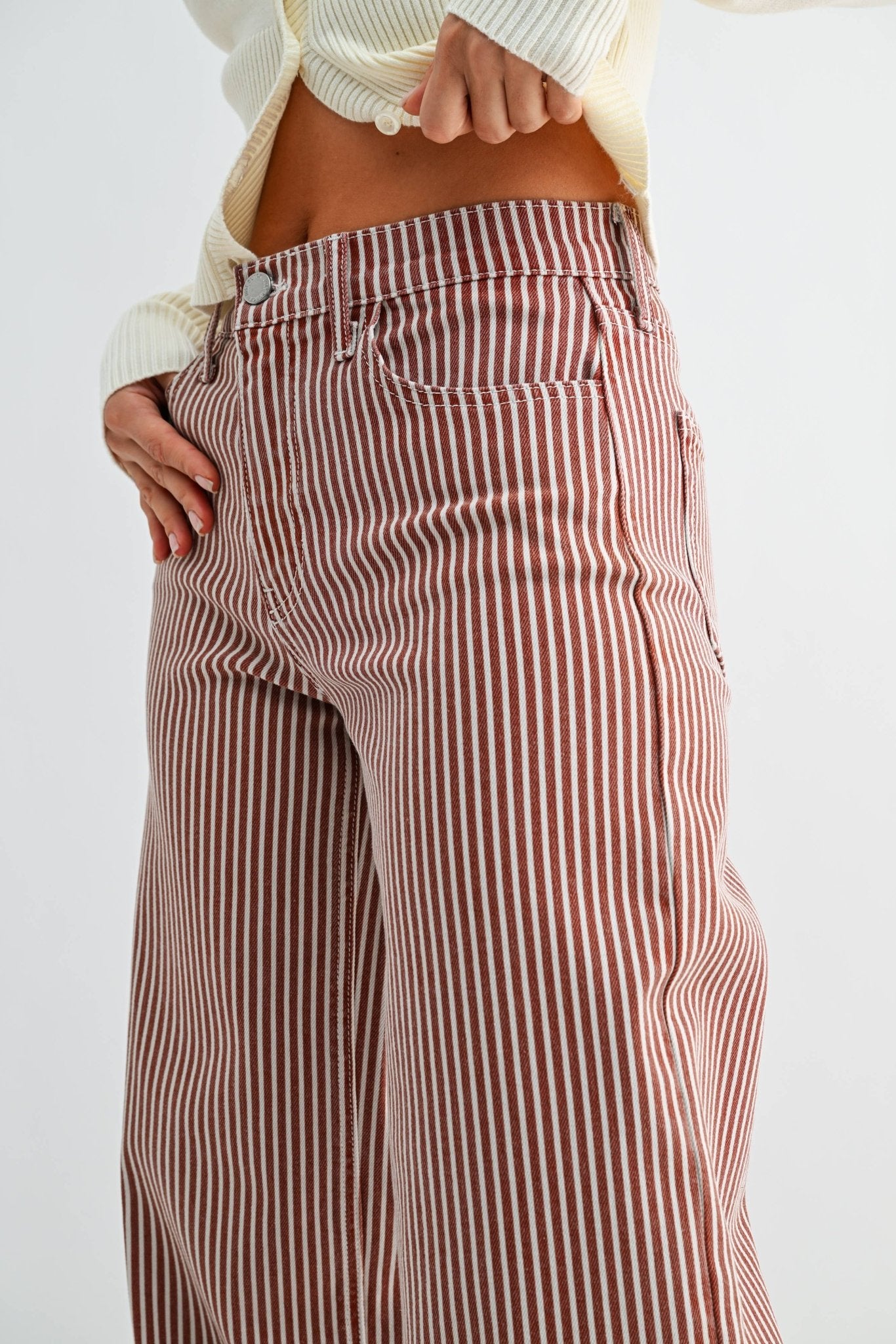 SPICE BROWN STRIPE - Relaxed Wide Leg - Dear John