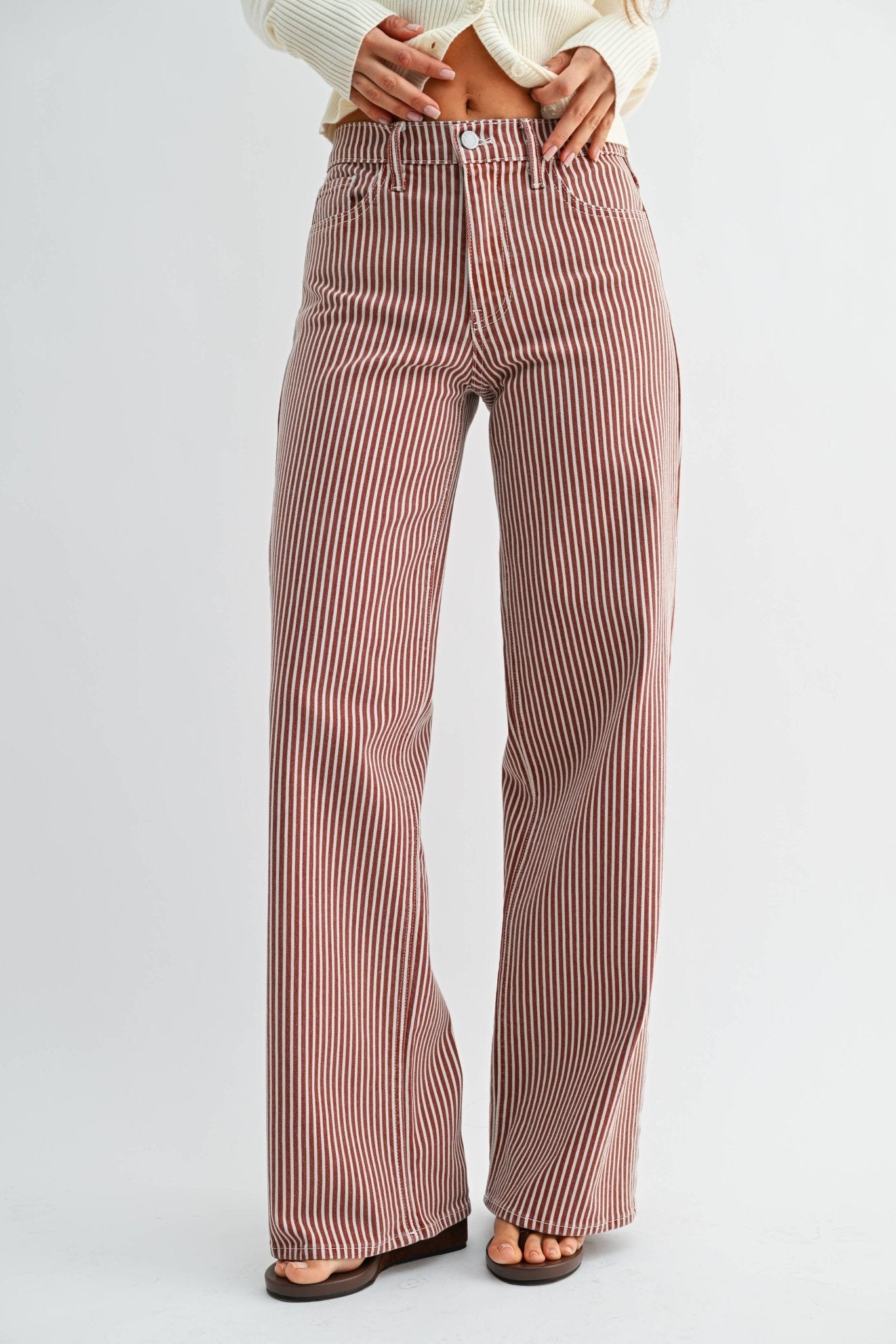 SPICE BROWN STRIPE - Relaxed Wide Leg - Dear John