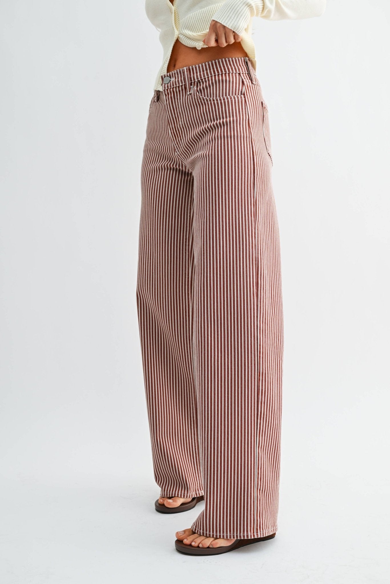 SPICE BROWN STRIPE - Relaxed Wide Leg - Dear John