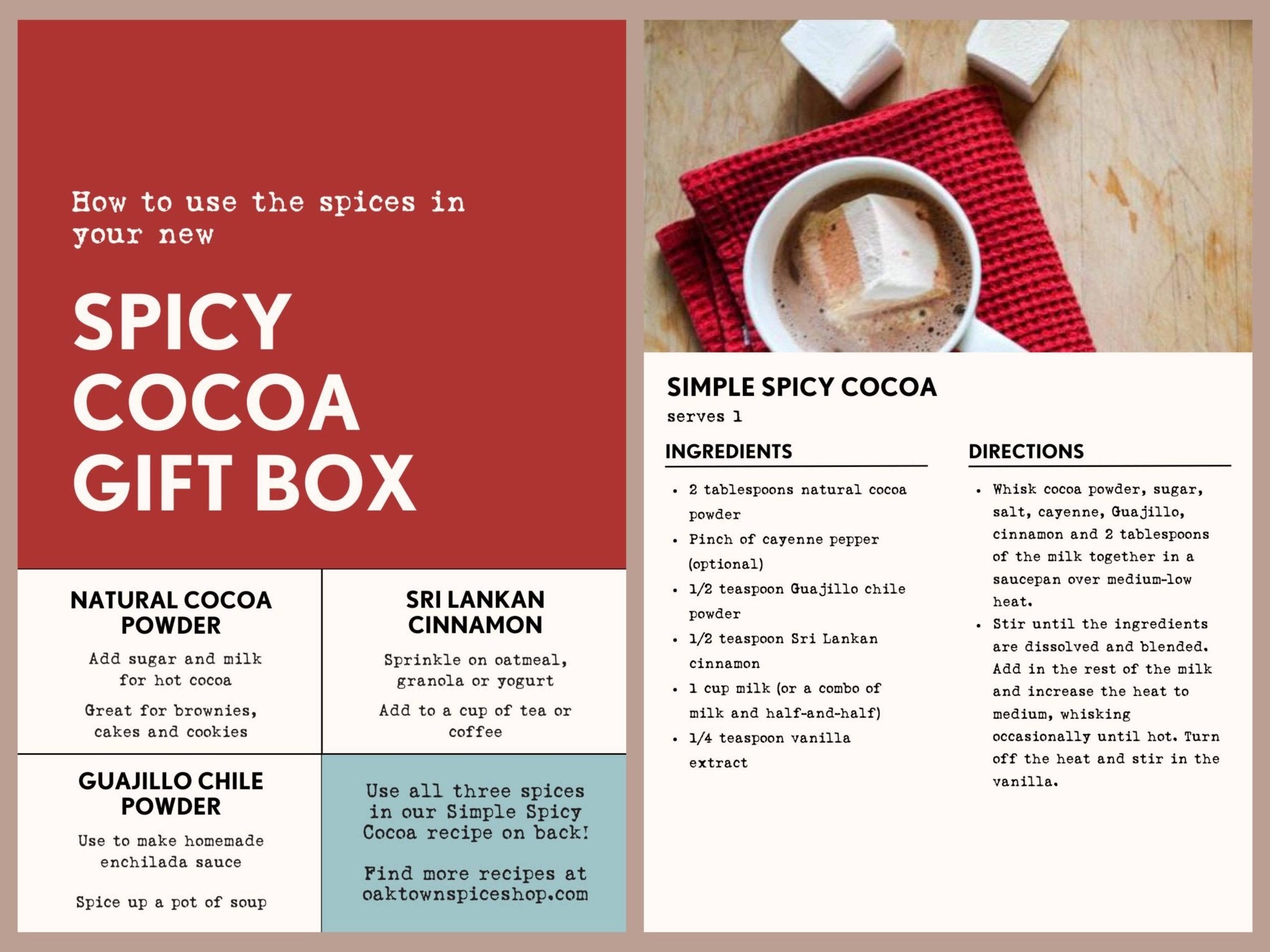 Spiced Hot Cocoa Gift Box — Mexico - Inspired Comfort (Recipe Included) - Dear John