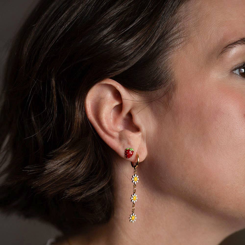 Strawberry Stud Earrings — 14k Gold - Plated Brass (Lead & Nickel Free) - Dear John