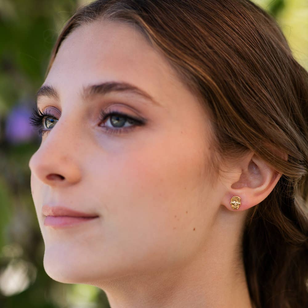 Sugar Skull Earrings — 14k Gold - Plated Brass (Made in USA) - Dear John