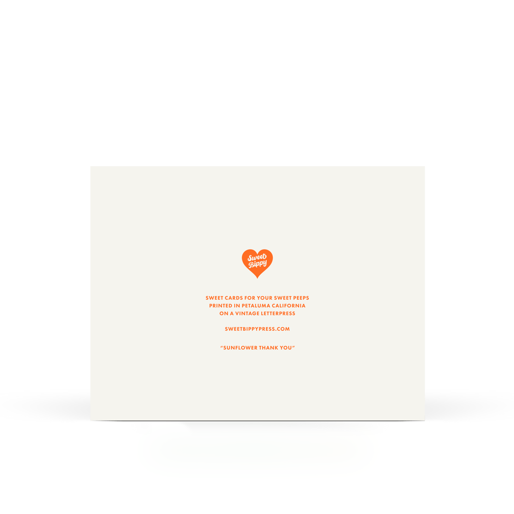 Sunflower Thank You Card — Letterpress Greeting Card - Dear John