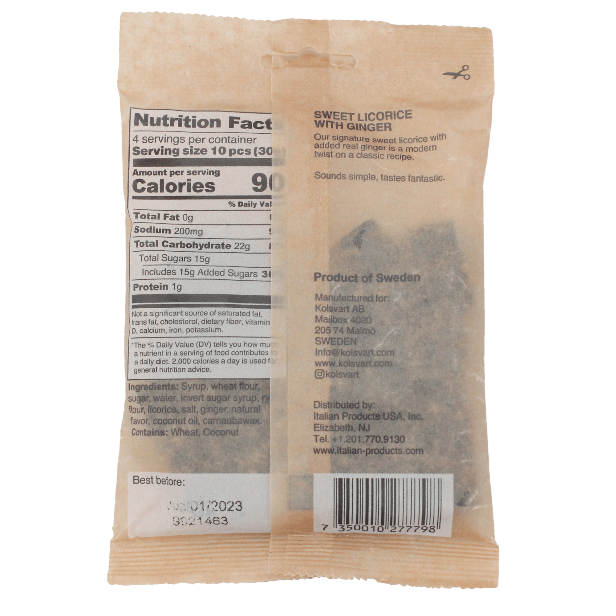 Sweet and Ginger Swedish Licorice - 4.2oz (120gm) - Dear John