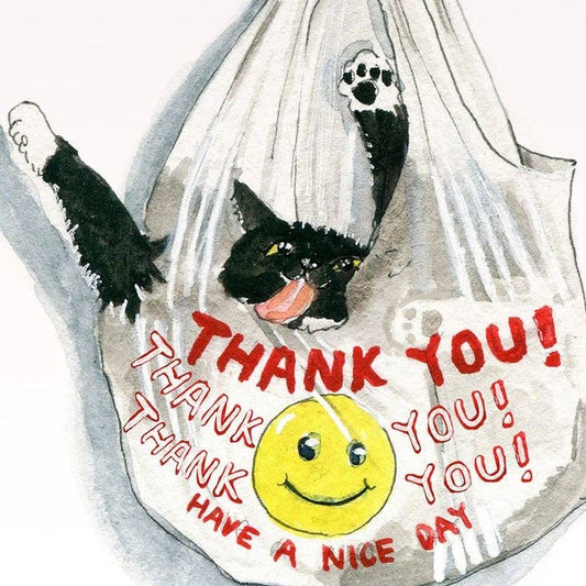 Thank You Bag Cat - Funny Thank You Card - Dear John