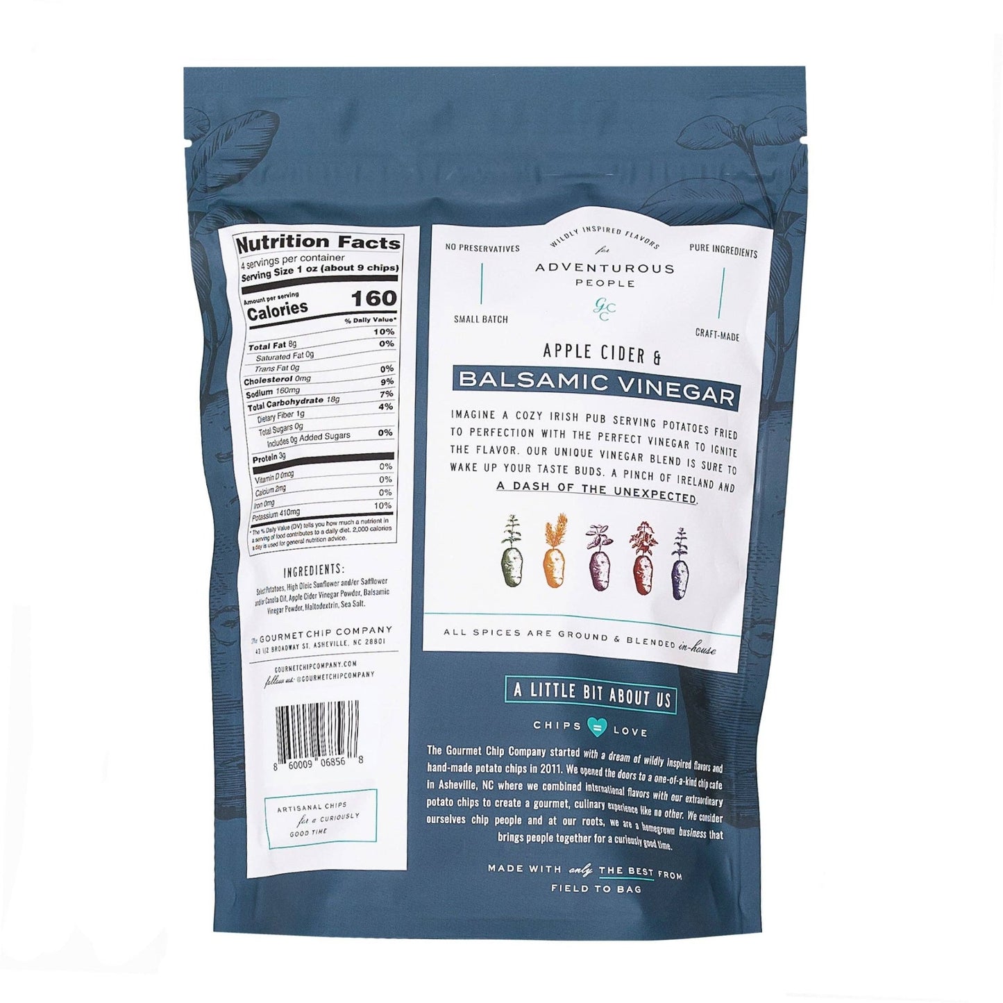 The Gourmet Chip Company - Apple Cider and Balsamic Vinegar Thick Cut Potato Chips - Case of 12 - Dear John