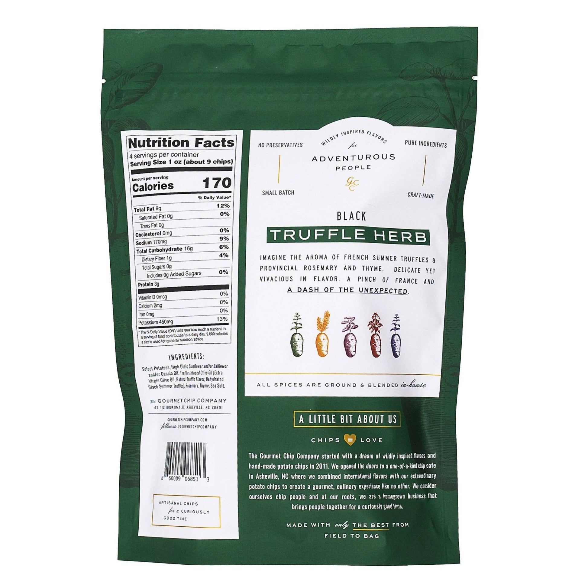 The Gourmet Chip Company - Black Truffle Herb Thick Cut Potato Chips - Case of 12 - Dear John