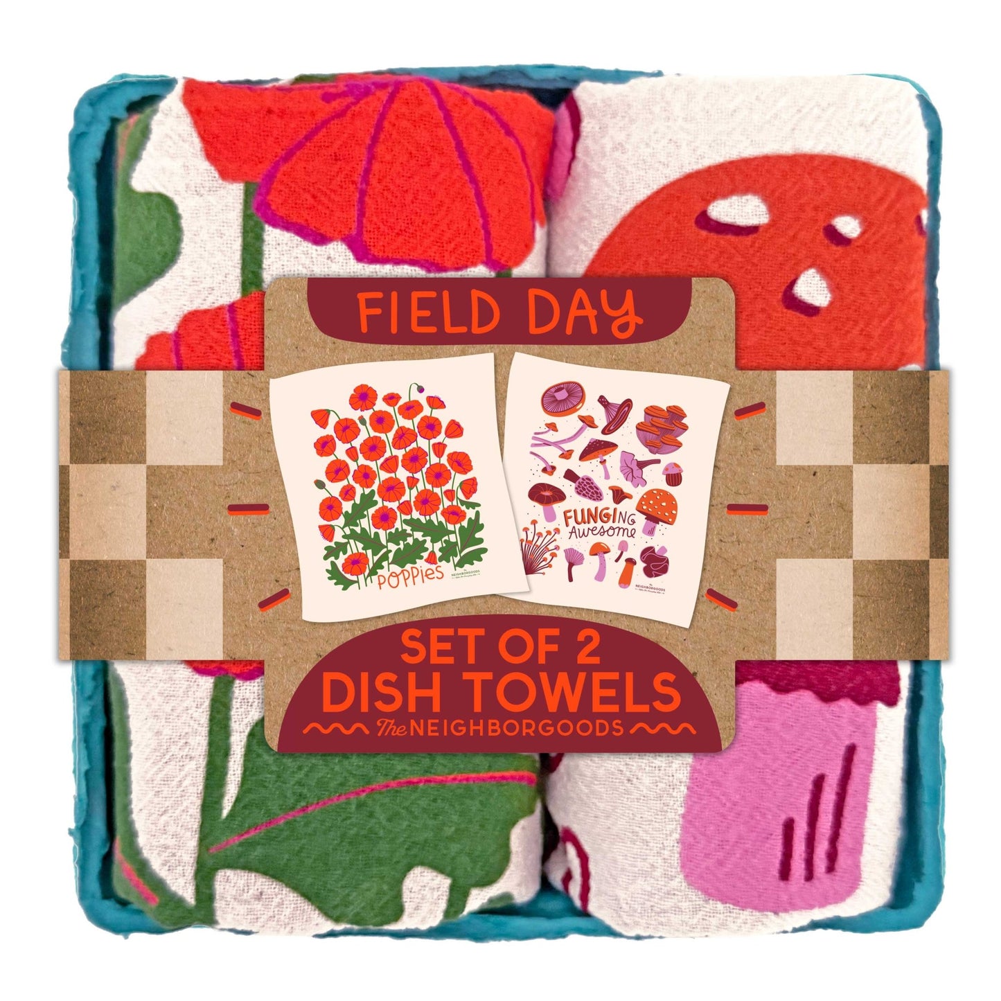 The Neighborgoods - FIELD DAY (Mushrooms, Poppies) - Tea Towel Set of 2 - Dear John