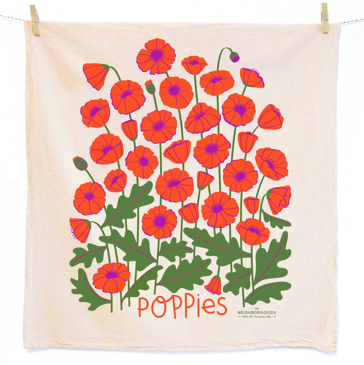 The Neighborgoods - FIELD DAY (Mushrooms, Poppies) - Tea Towel Set of 2 - Dear John