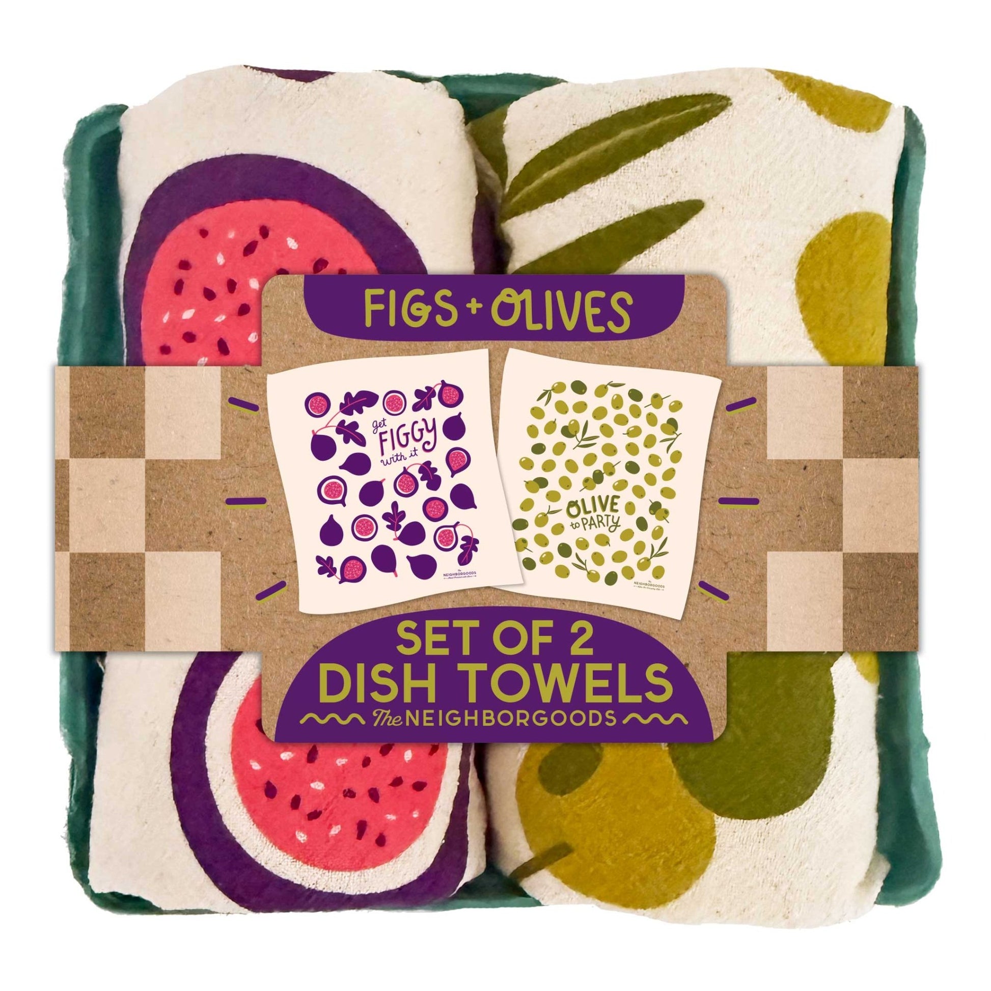 The Neighborgoods - FIGS + OLIVES (Fig, Olive) - Tea Towel Set oF 2 - Dear John