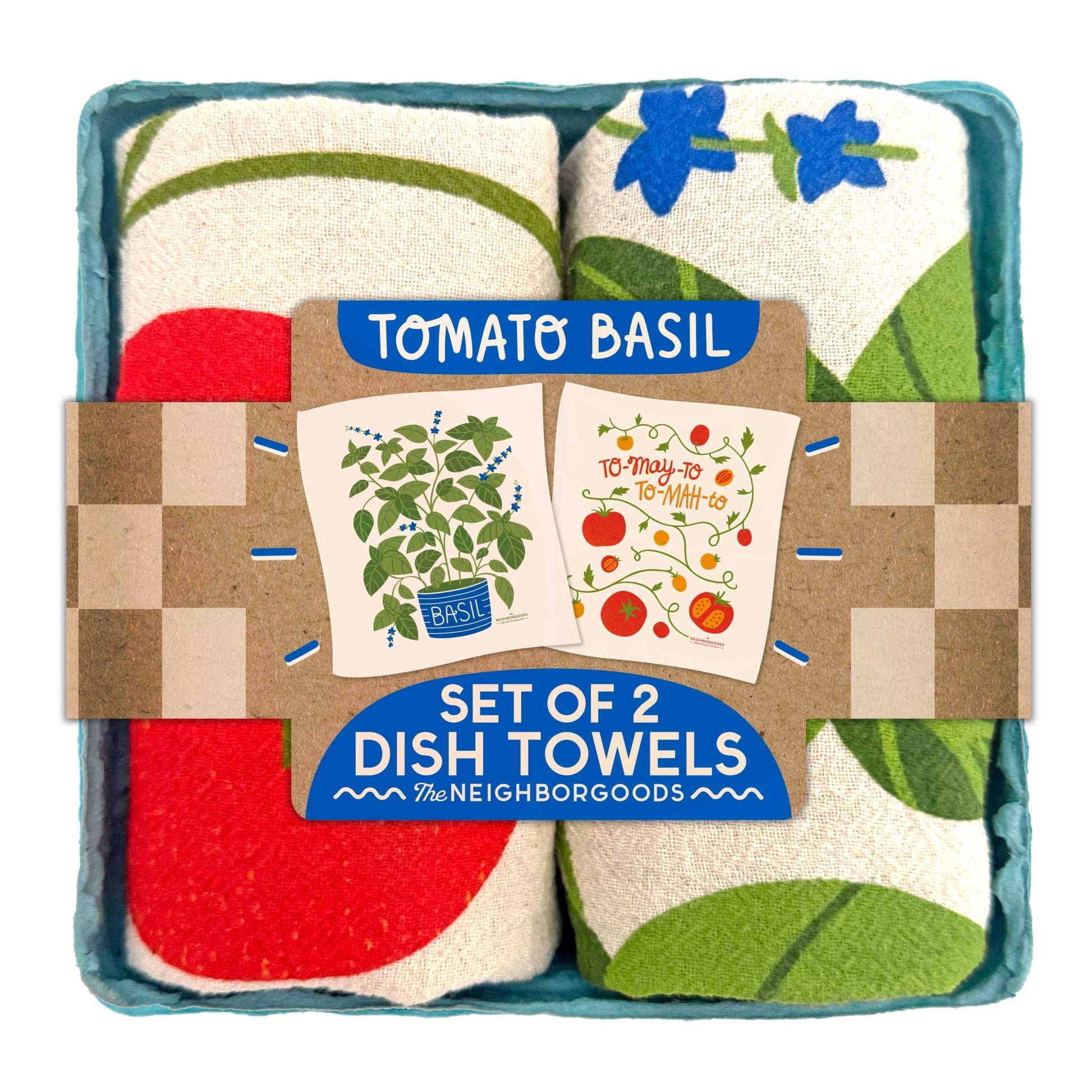 The Neighborgoods - TOMATO BASIL (Tomato, Basil) - Tea Towel Set of 2 - Dear John